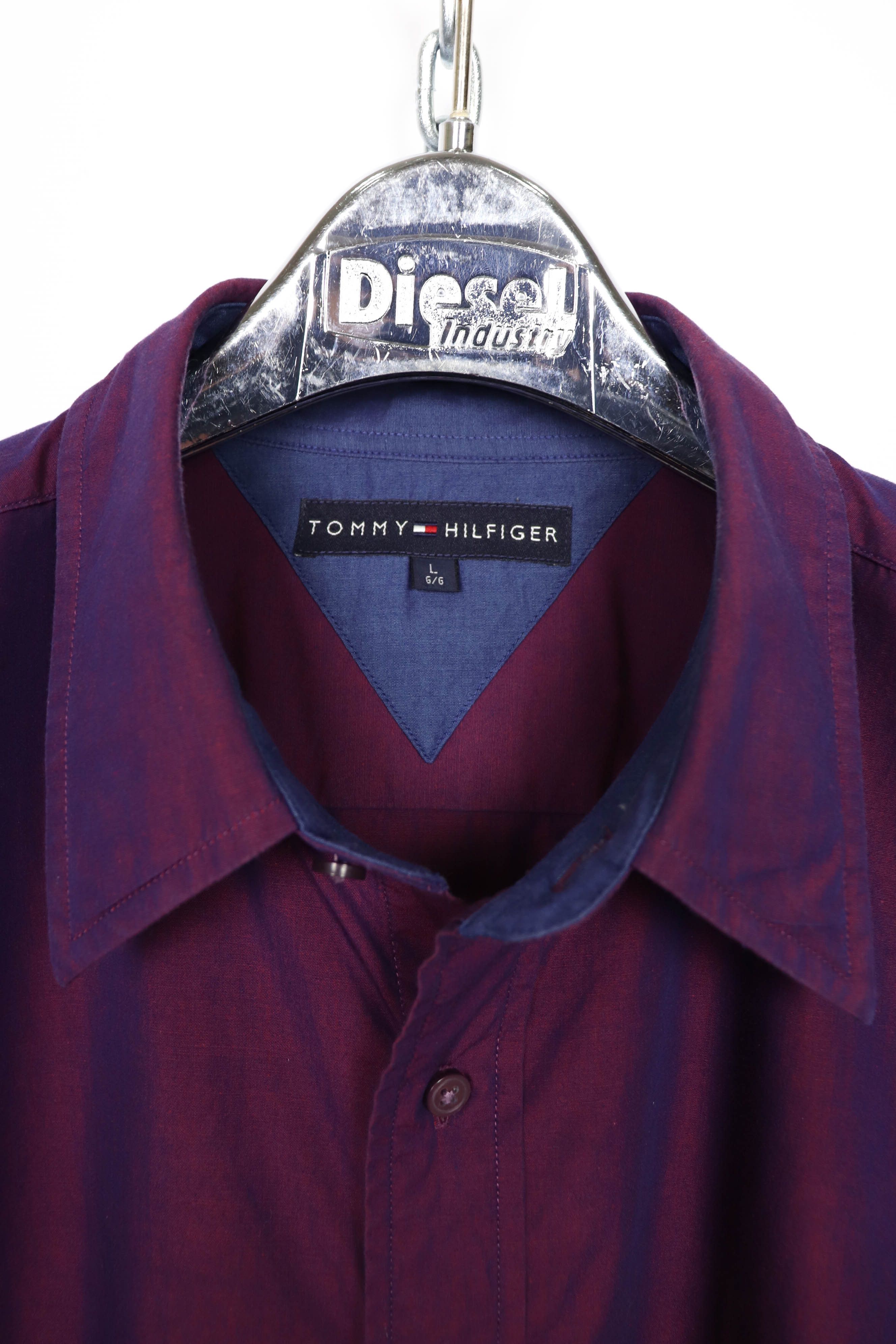 Tommy Hilfiger Tommy Hilfiger Vintage Shimmer Purple Cotton Button Shirt Size US L / EU 52-54 / 3 - 8 Thumbnail