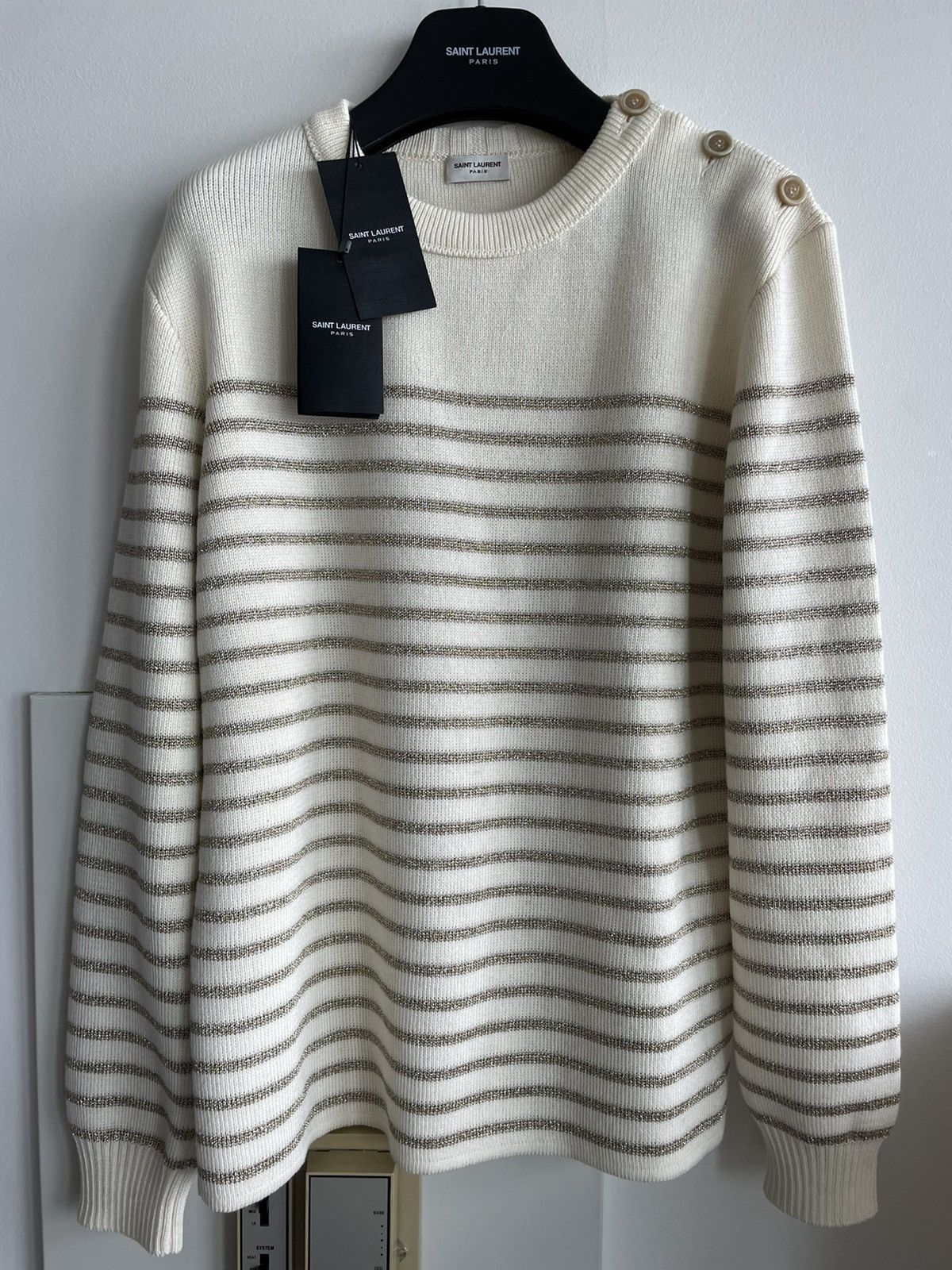 Saint Laurent Paris × Yves Saint Laurent Saint Laurent Brand New Super Runway Lurex Celebrity Sweater Size US L / EU 52-54 / 3 - 18 Thumbnail