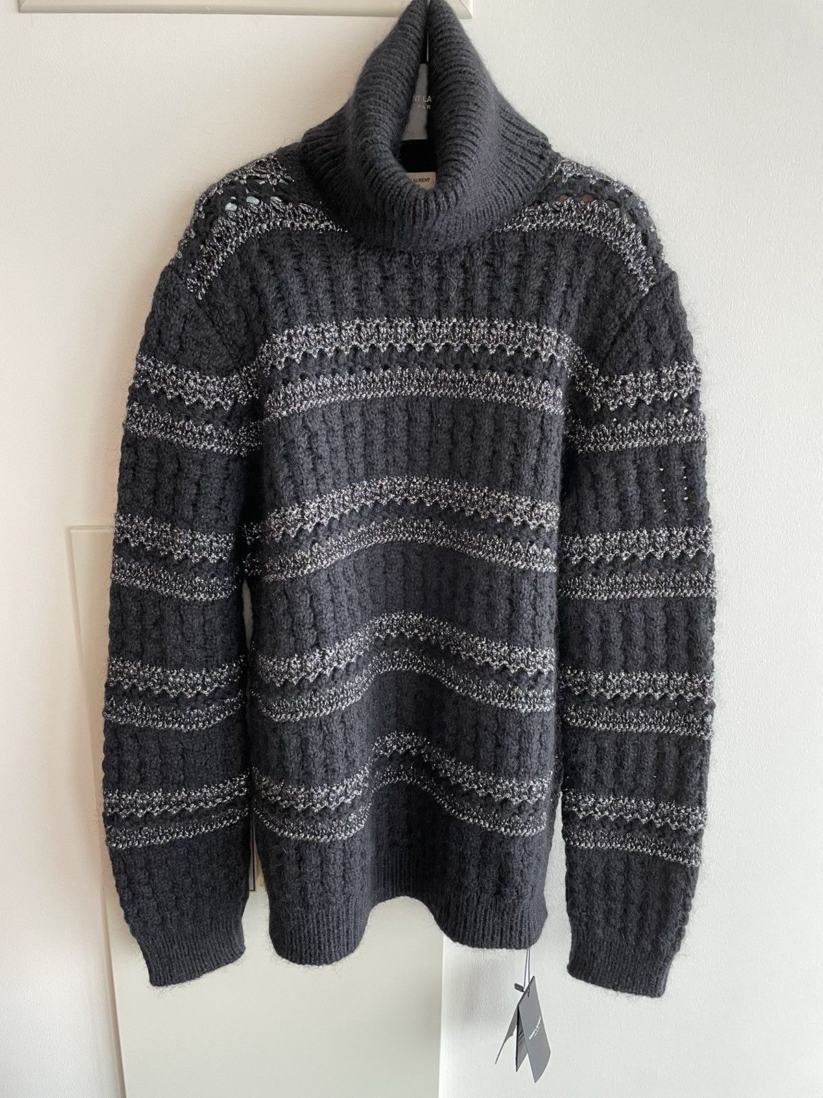 Hedi Slimane × Saint Laurent Paris × Yves Saint Laurent $1,500 Value Limited Runway Lurex Luxury Turtleneck Sweater Size US L / EU 52-54 / 3 - 7 Thumbnail