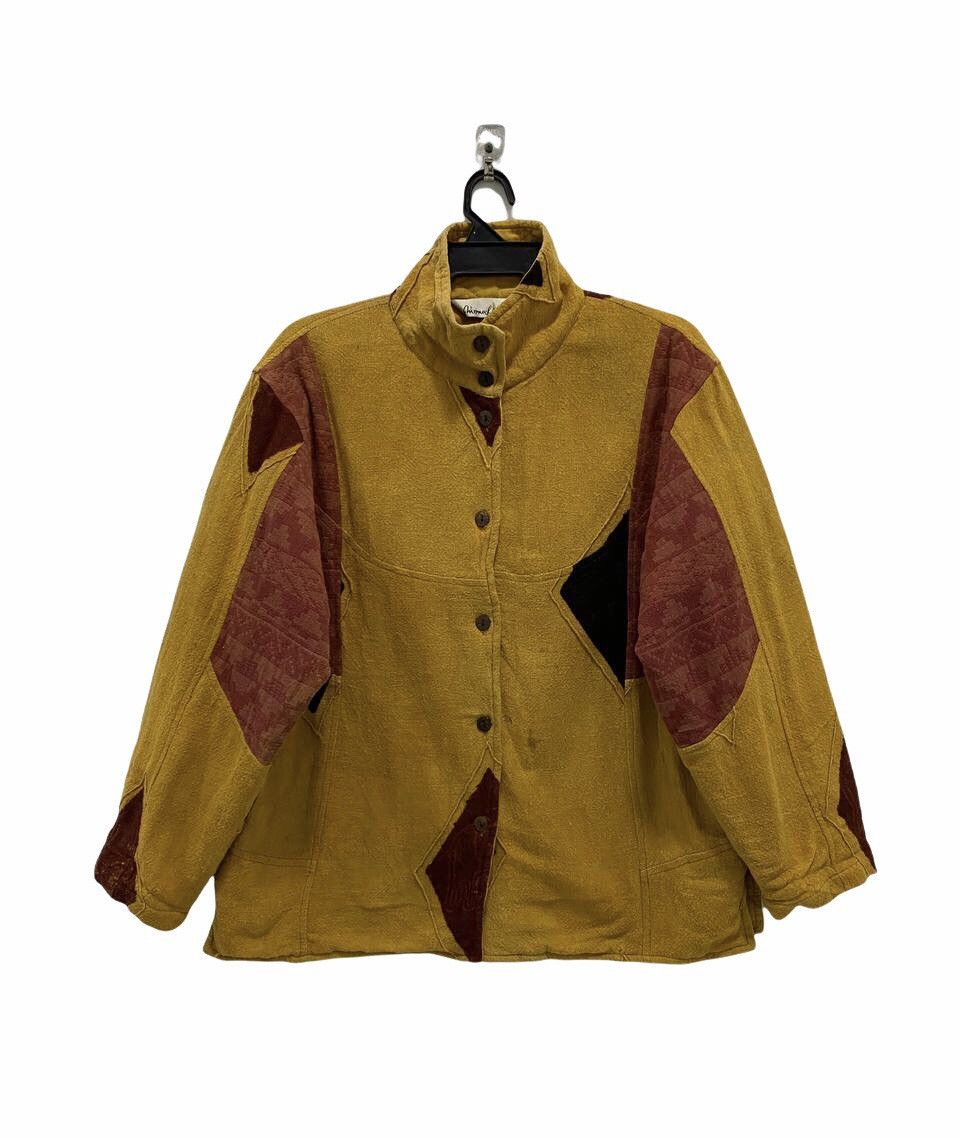 Designer × Japanese Brand Vtg Custom Monalisa Raw Stripe Patchwork Bleach Jacket Size US M / EU 48-50 / 2 - 1 Thumbnail