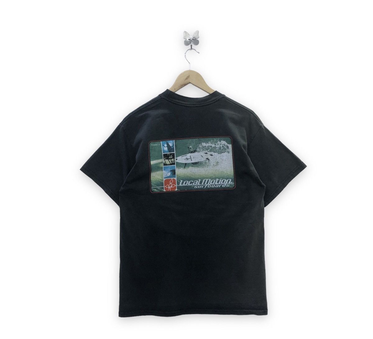 image of Surf Style x Vintage Local Motion Surfing Graphic Tshirt in Black, Men's (Size Medium)