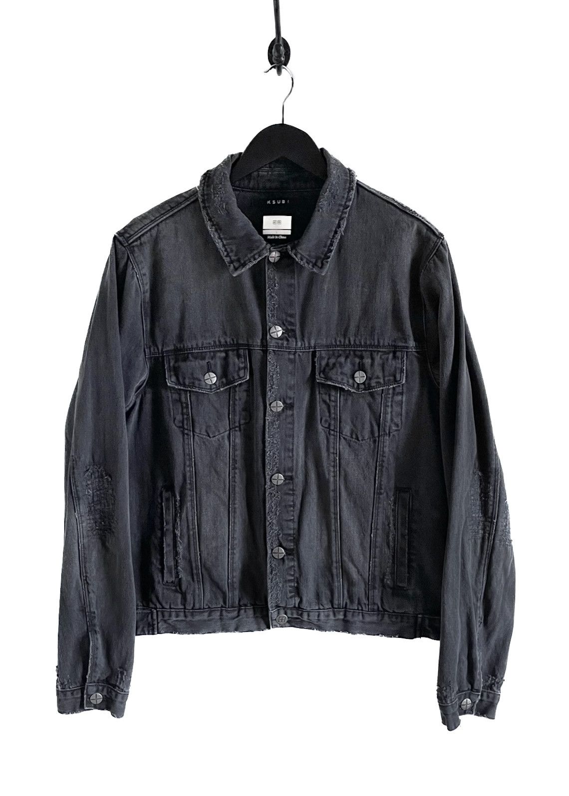 Ksubi Ksubi Wash Black Distressed Denim Jacket Size US L / EU 52-54 / 3 - 1 Thumbnail