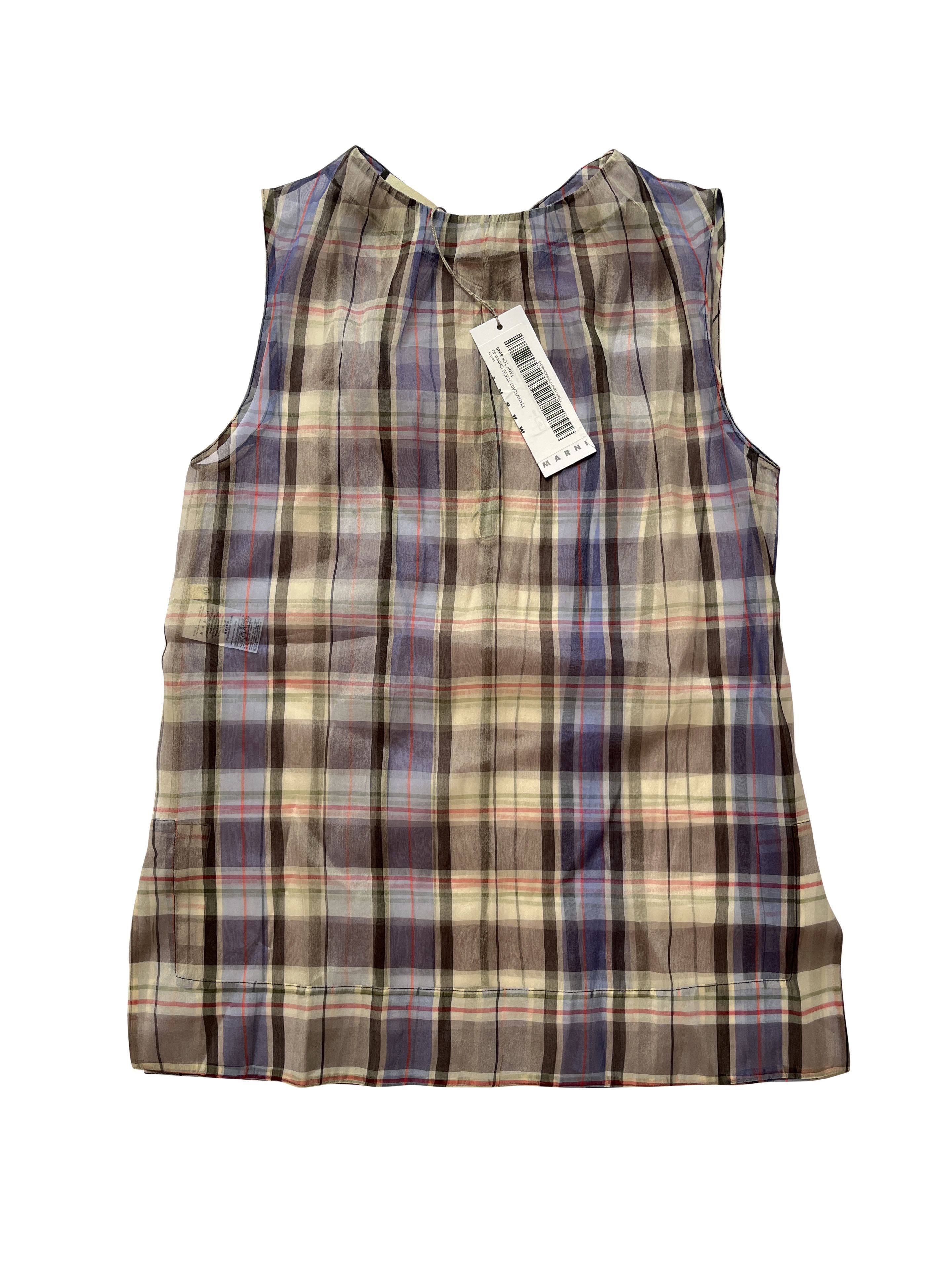 ⚡️QUICK SALE⚡️Marni Grey Blue Sheer Silk Sleeveless Top