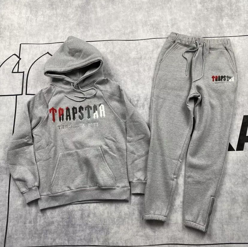 Trapstar London TRAPSTAR GREY/RED CHENILLE l TRACKSUIT (ALL SIZES AVAILABLE) Grailed