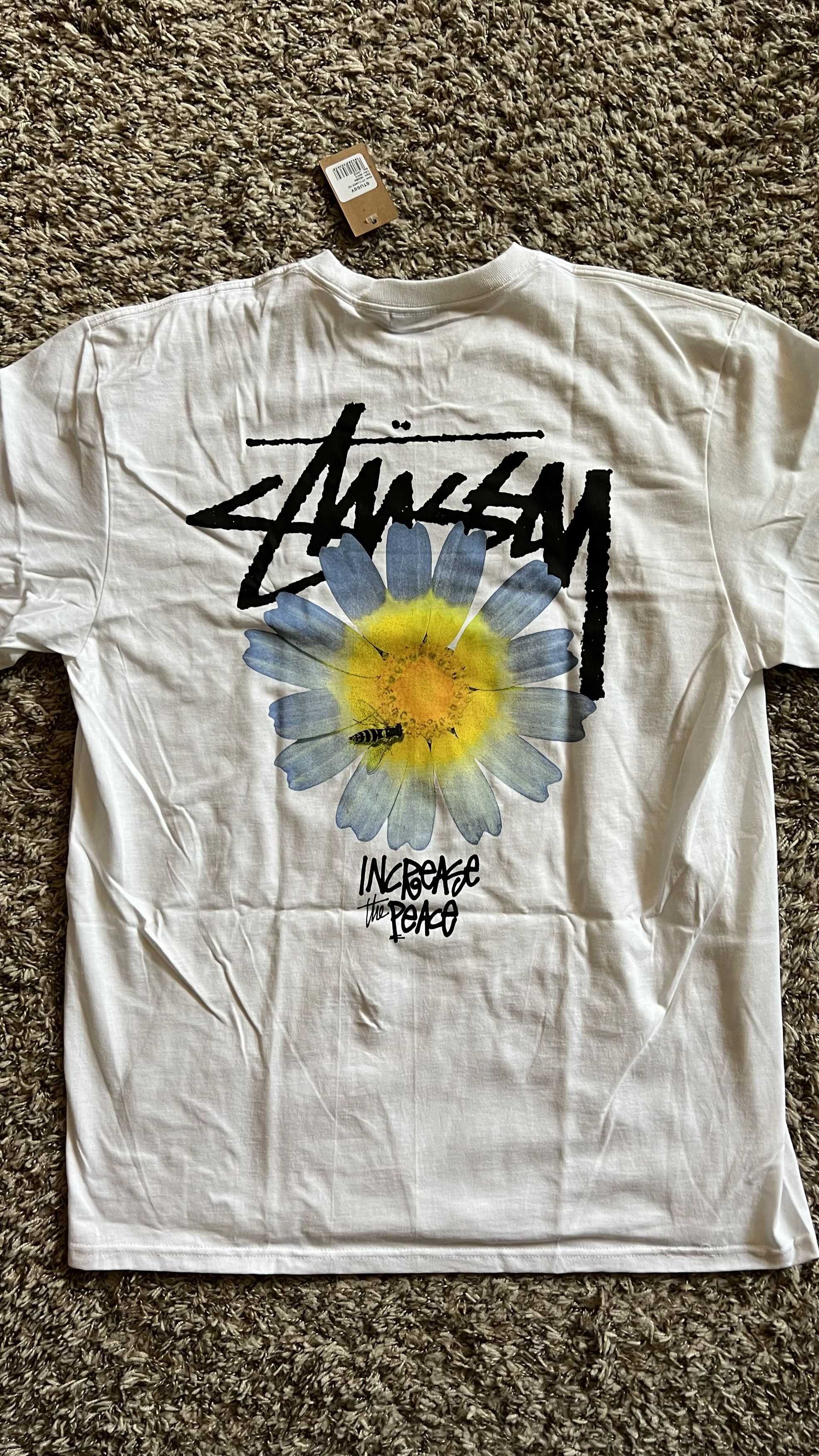 Stussy **RARE** STUSSY ITP FLOWER PEACE WHITE TEE T-SHIRT | Grailed