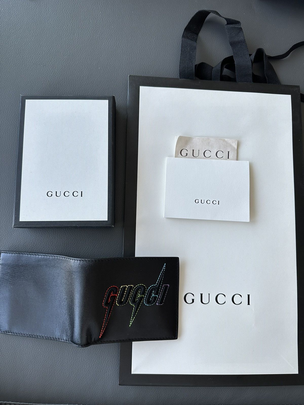 Gucci Runway Limited Edition Brand New Gucci Logo Leather Wallet Size ONE SIZE - 8 Thumbnail