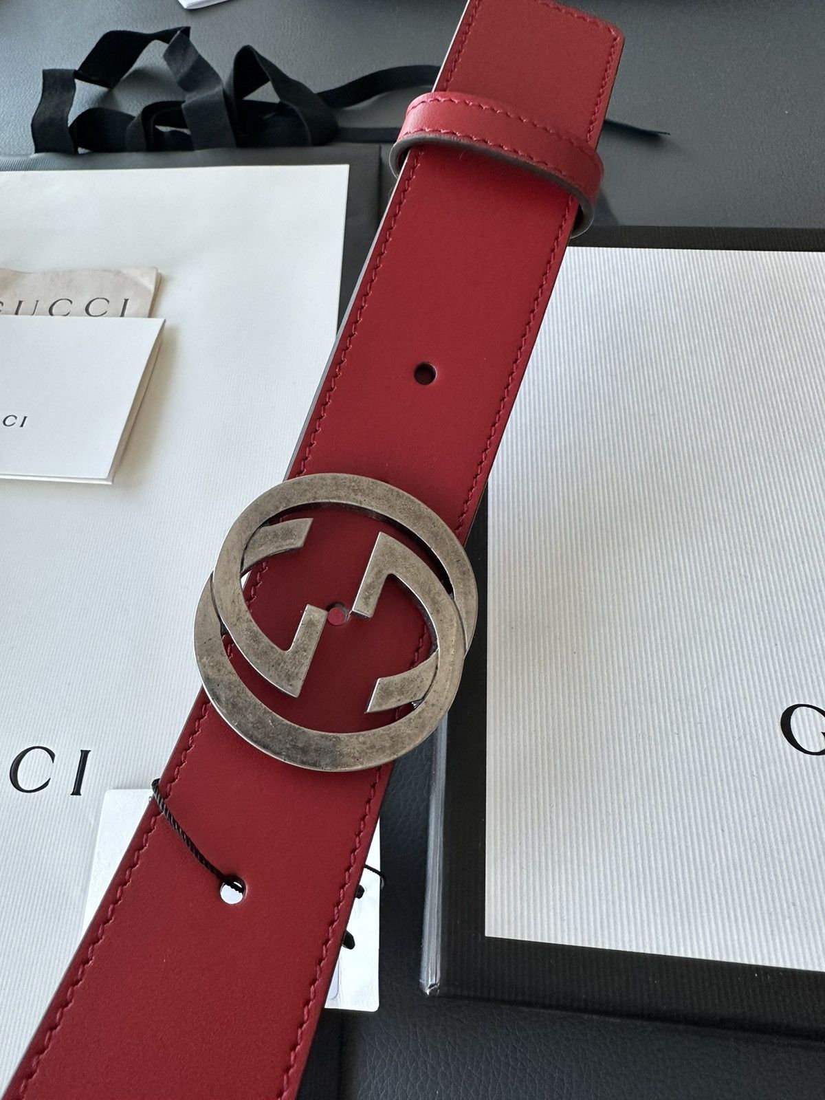 Gucci Super Runway Rare Brand New GG Logo Leather Belt 95cm Size 34 - 14 Thumbnail