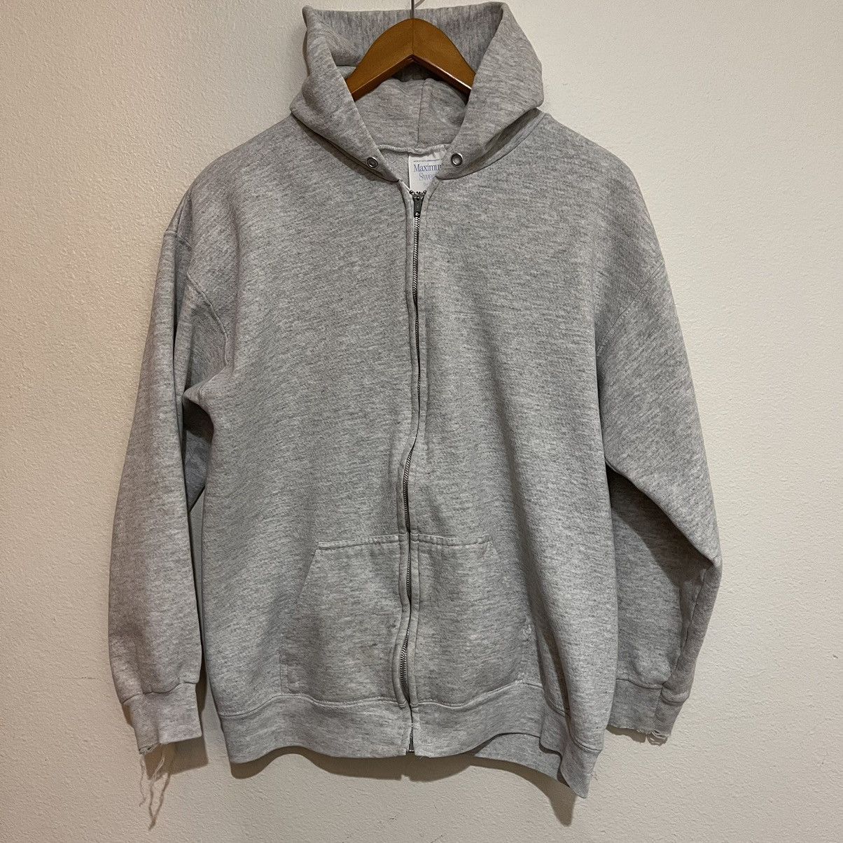 Vintage Vintage 80’s Tultex Blank Full Zip Hoodie Large Grailed