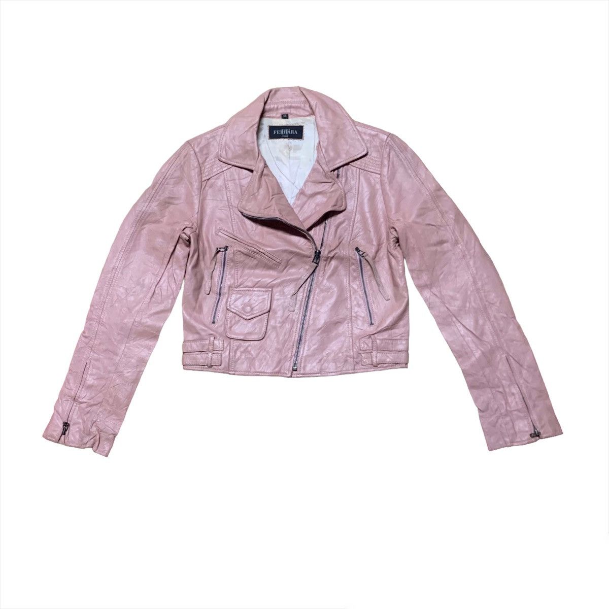 Ferrara Italy Double Collar Punk Style Bikers Jacket
