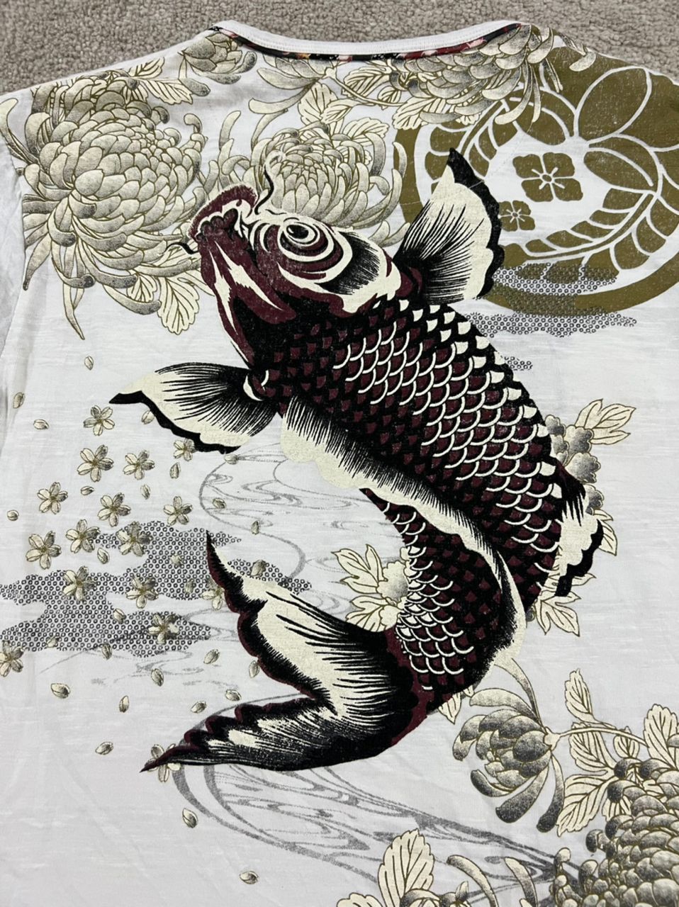 Japanese Brand Rare Bullet noise sukajan koi fish long sleeve tees Size US L / EU 52-54 / 3 - 2 Thumbnail