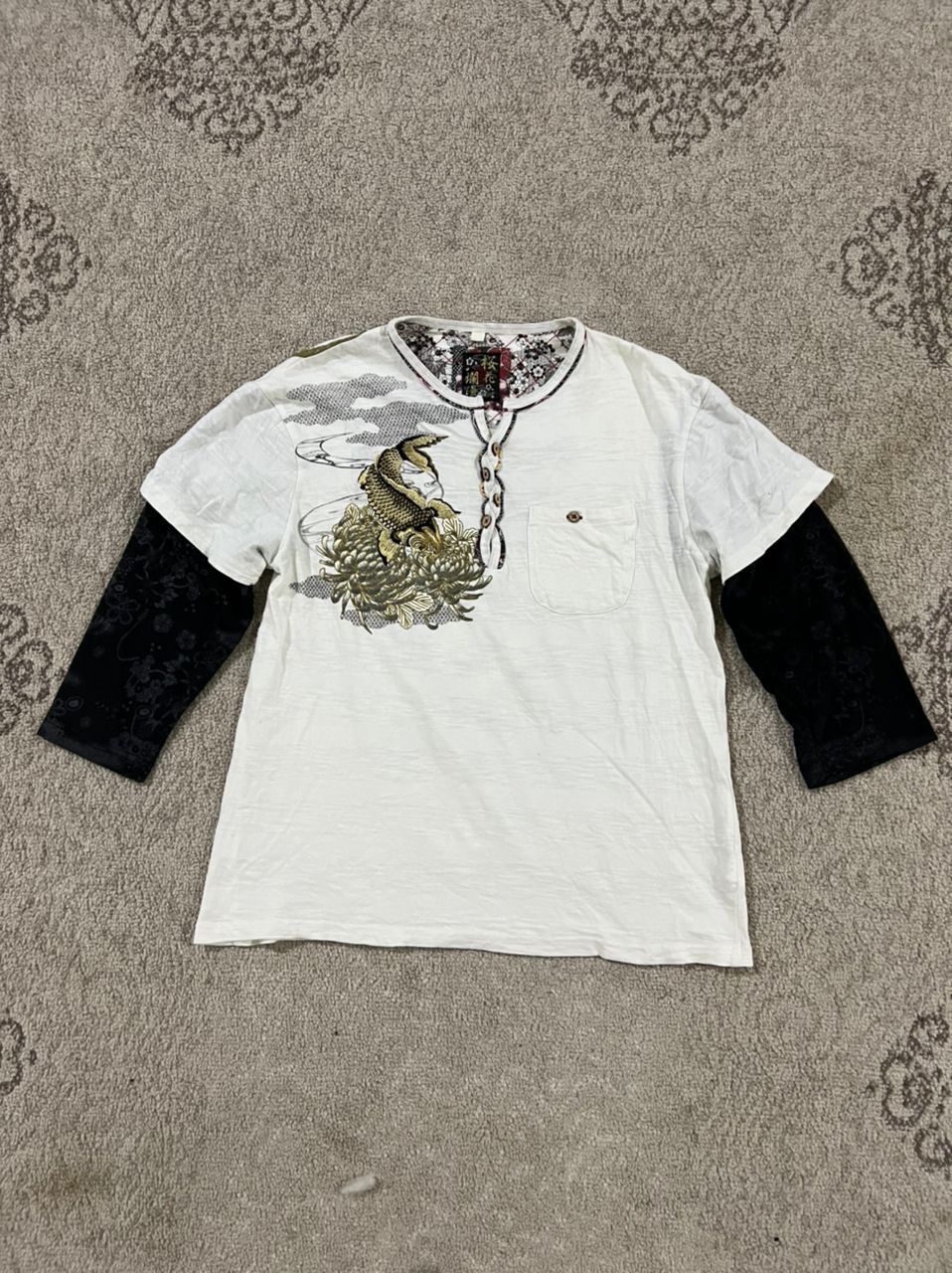 Japanese Brand Rare Bullet noise sukajan koi fish long sleeve tees Size US L / EU 52-54 / 3 - 3 Thumbnail