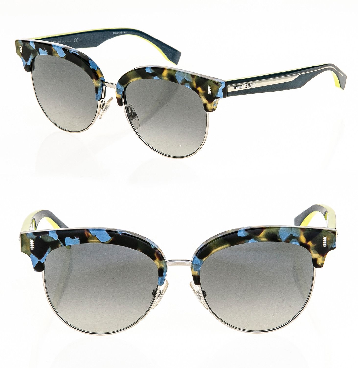 FENDI FF0154S Blue Yellow Marble Navigator Sunglasses 0154