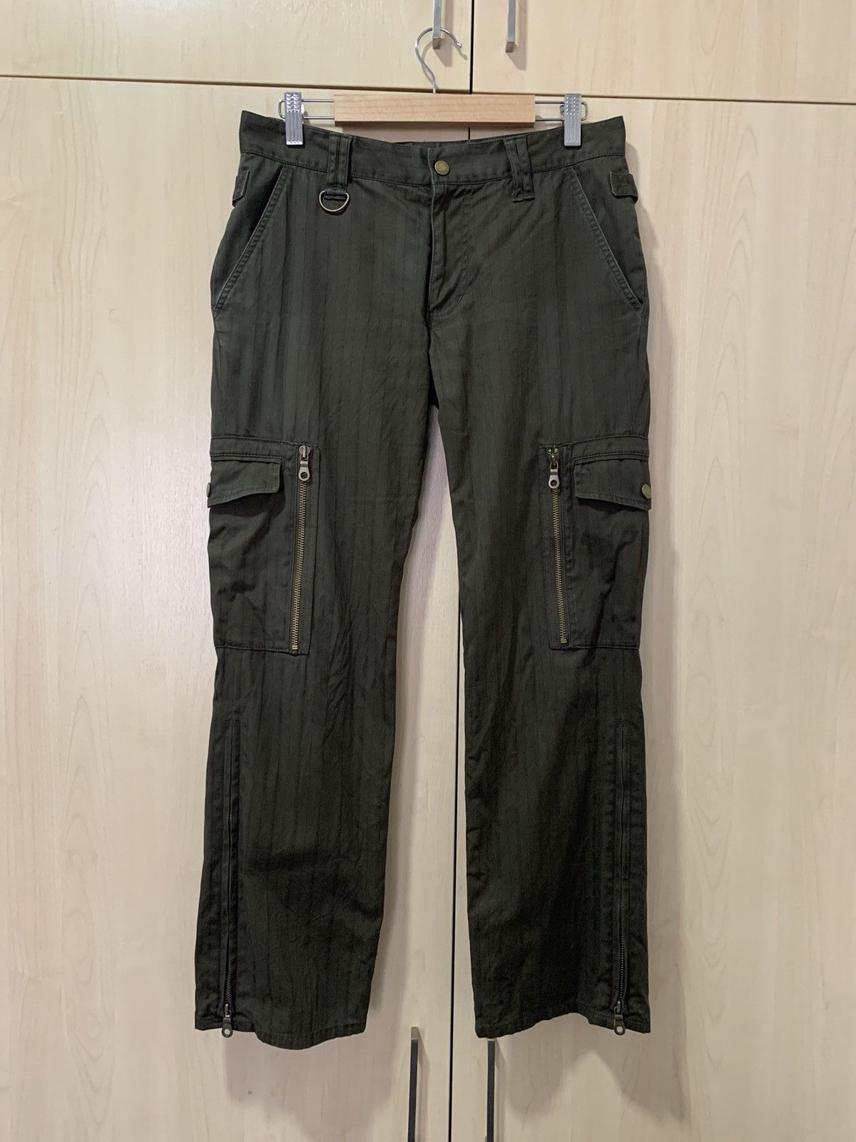Morgan Homme Morgan Homme Cargo pant stripe zipper style design flare Size US 31 - 2 Thumbnail
