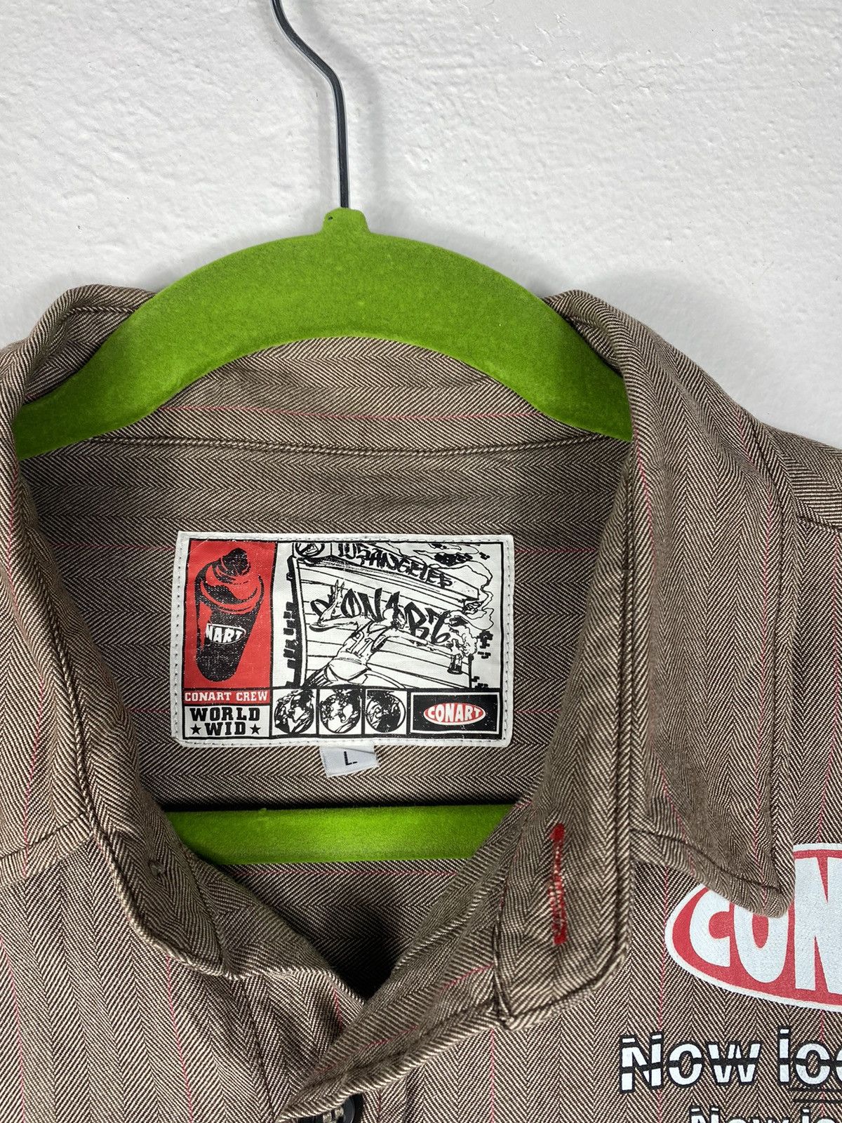 Japanese Brand Herringbone Twill Button Up Grafity Shirt By Conart Size US XL / EU 56 / 4 - 8 Thumbnail