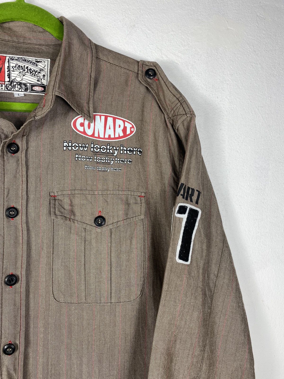 Japanese Brand Herringbone Twill Button Up Grafity Shirt By Conart Size US XL / EU 56 / 4 - 4 Thumbnail