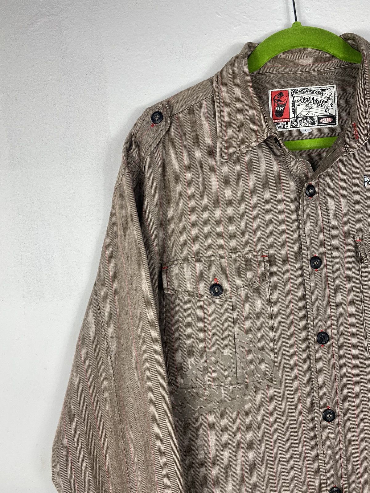 Japanese Brand Herringbone Twill Button Up Grafity Shirt By Conart Size US XL / EU 56 / 4 - 3 Thumbnail