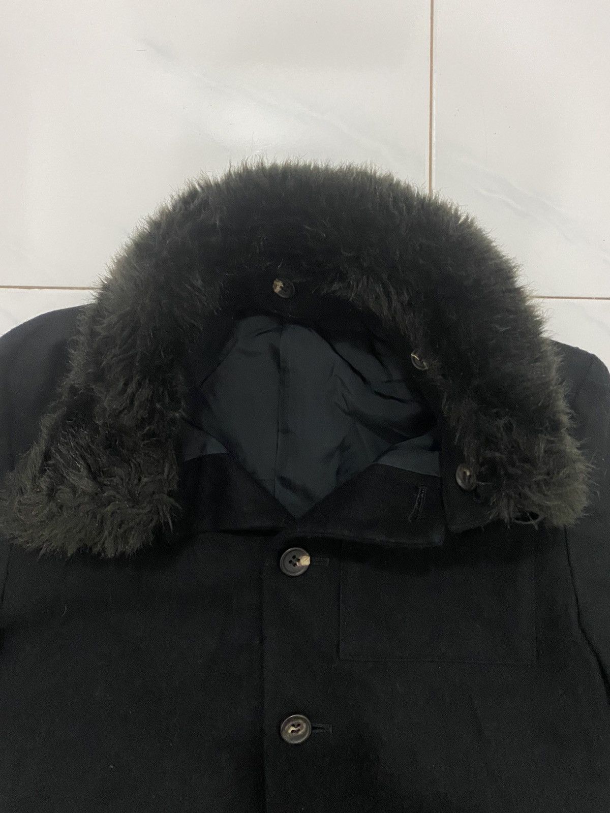 Vintage VTG Y’s Black Fur Collar Coat Size US XXS / EU 40 - 6 Thumbnail