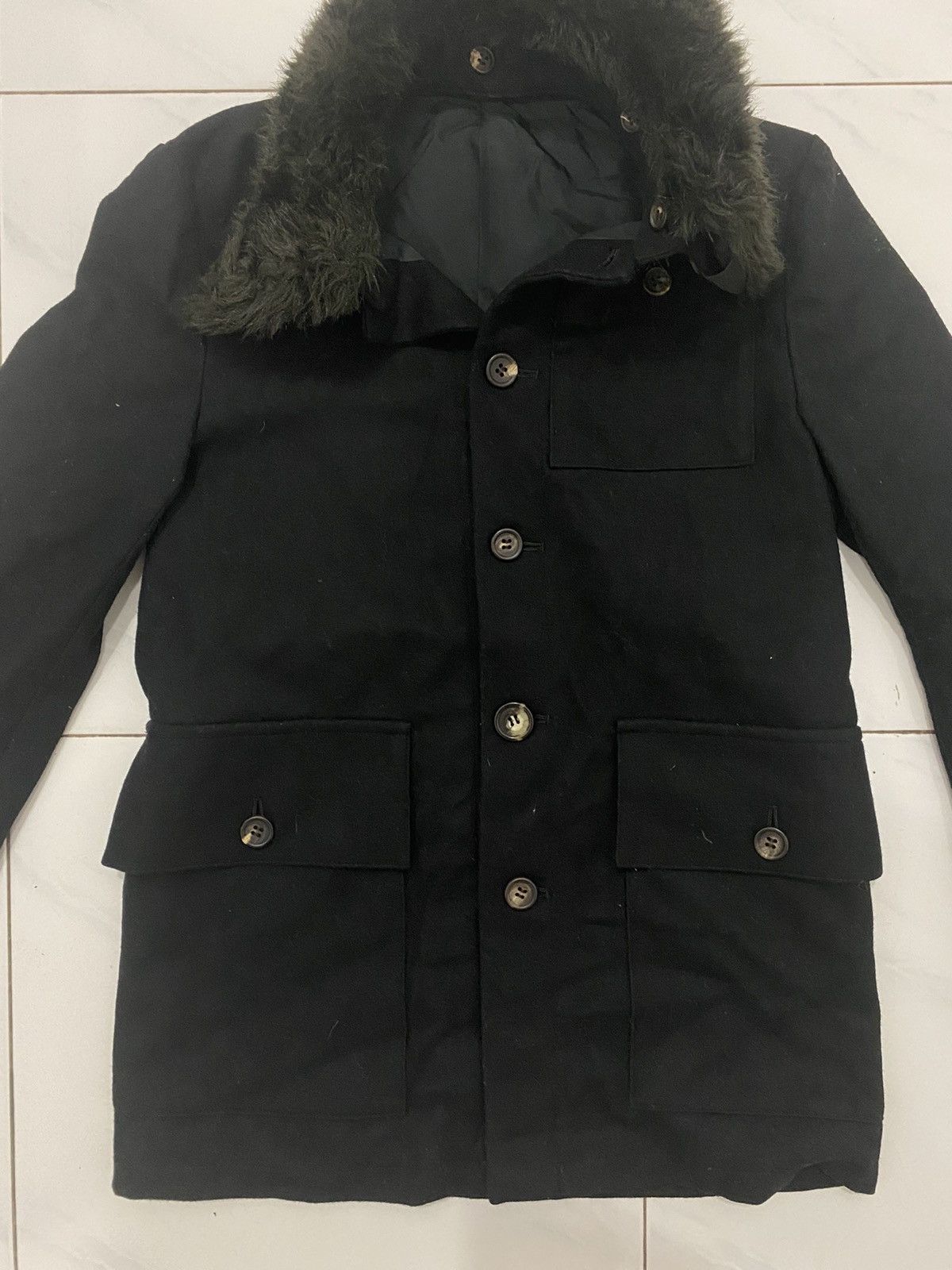 Vintage VTG Y’s Black Fur Collar Coat Size US XXS / EU 40 - 5 Thumbnail