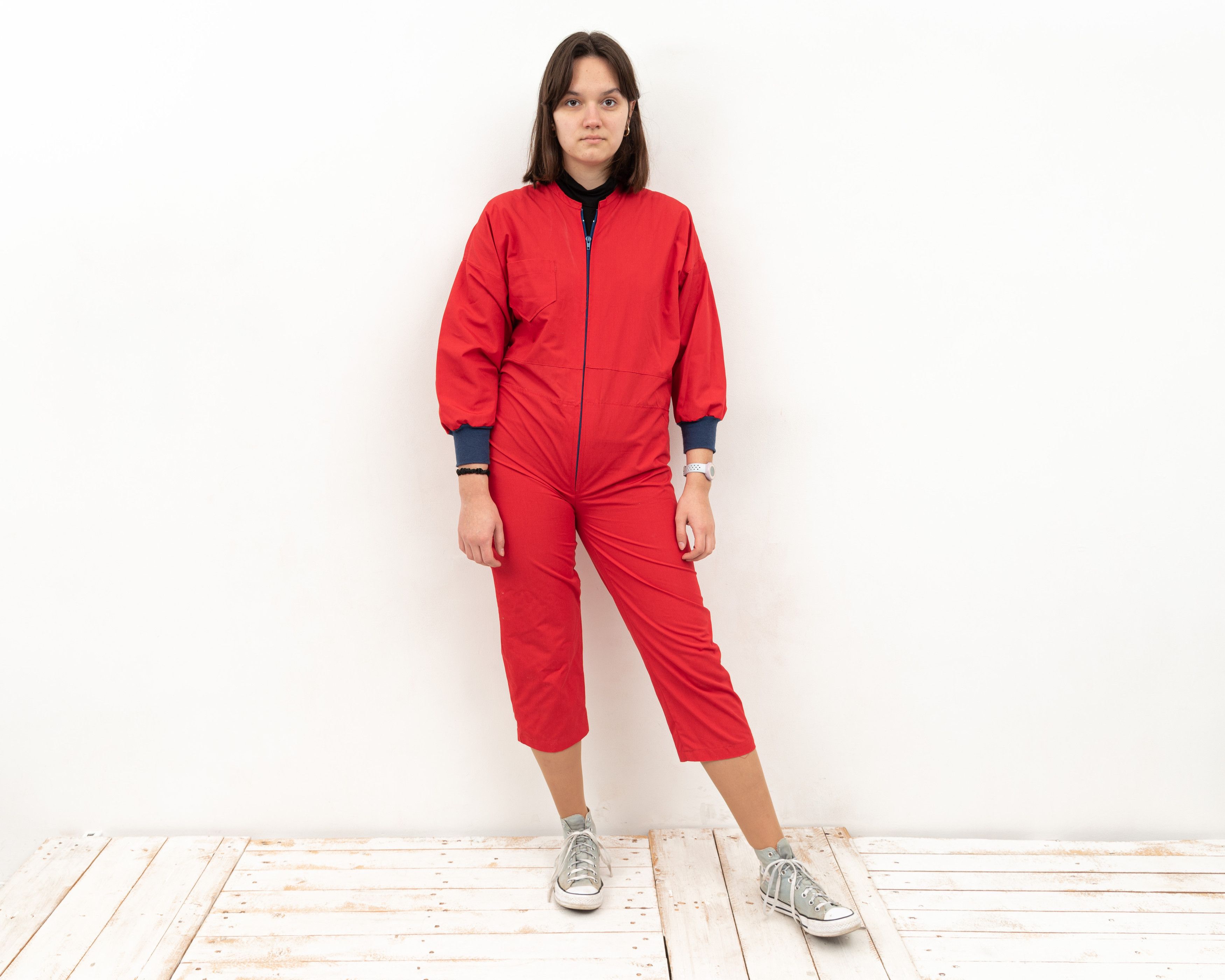 Vintage Worker Chore Jumpsuit Playsuit Utility Overalls Coveralls Size 28" / US 6 / IT 42 - 1 Thumbnail