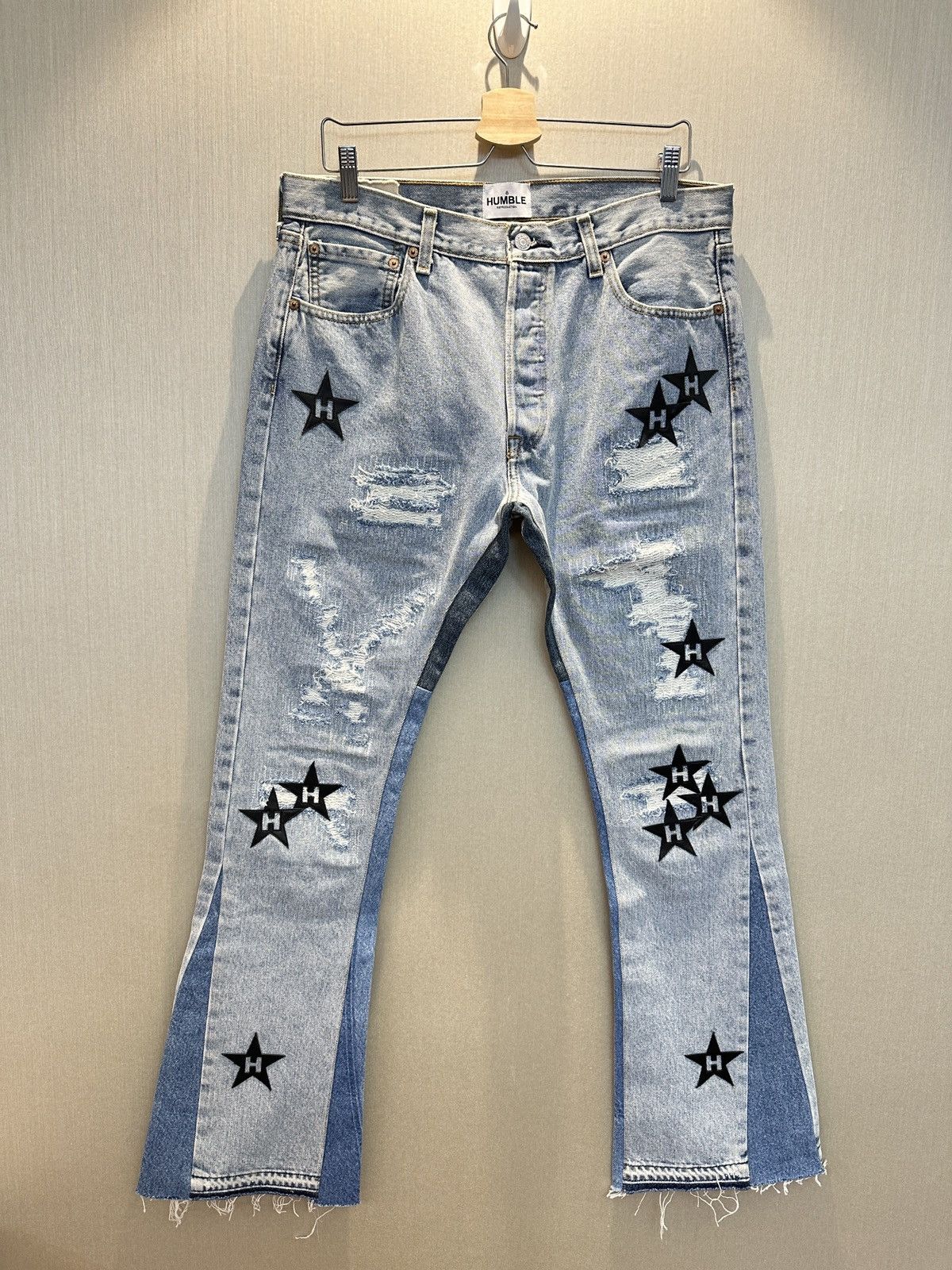 Japanese Brand HUMBLE La Flare Levi’s Jeans With Star Patches Size US 34 / EU 50 - 1 Thumbnail