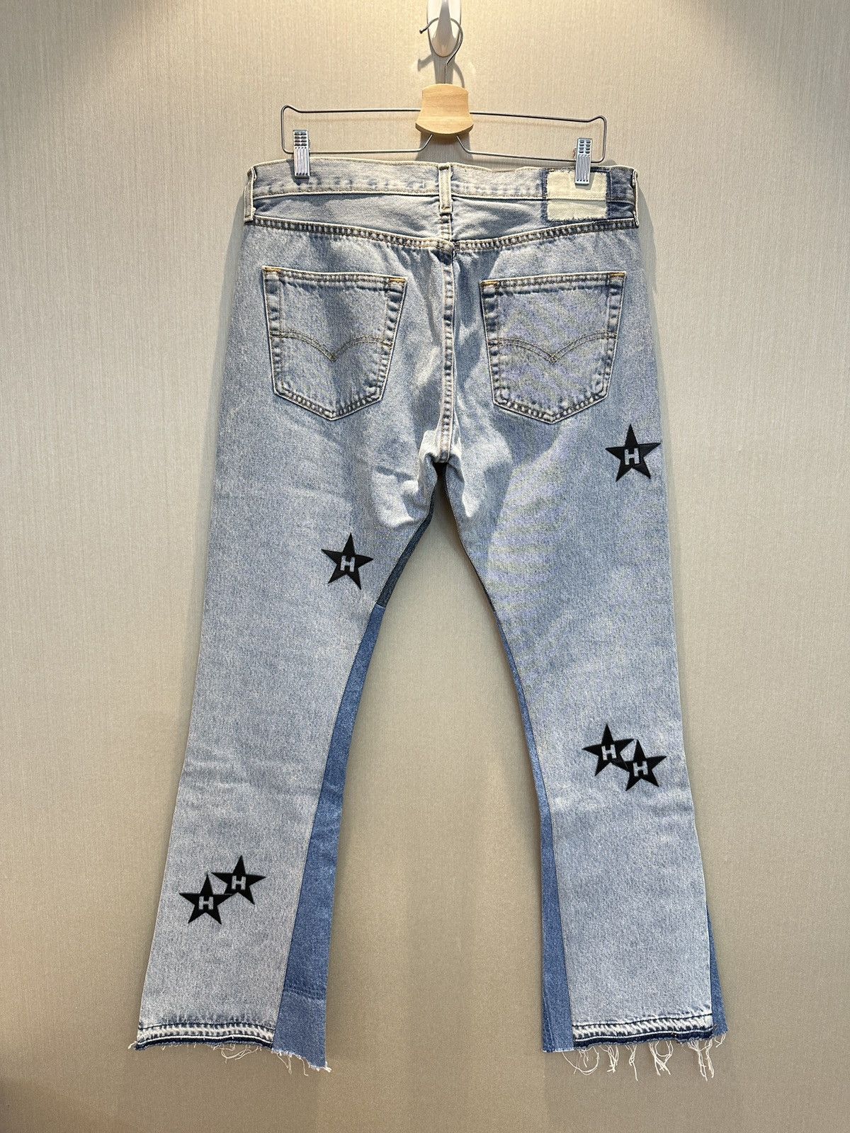 Japanese Brand HUMBLE La Flare Levi’s Jeans With Star Patches Size US 34 / EU 50 - 6 Thumbnail