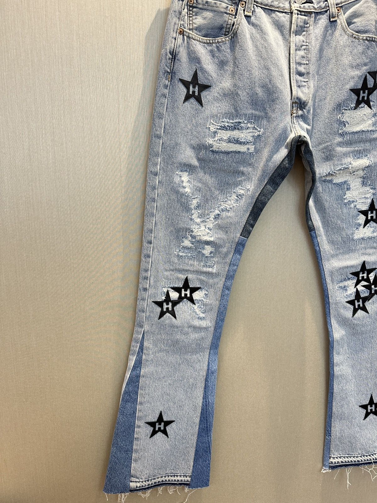 Japanese Brand HUMBLE La Flare Levi’s Jeans With Star Patches Size US 34 / EU 50 - 4 Thumbnail