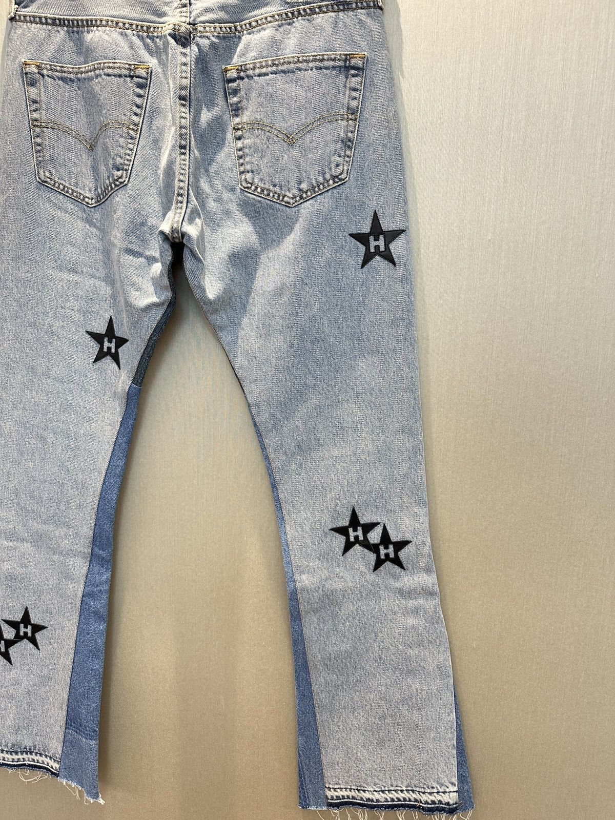 Japanese Brand HUMBLE La Flare Levi’s Jeans With Star Patches Size US 34 / EU 50 - 8 Thumbnail