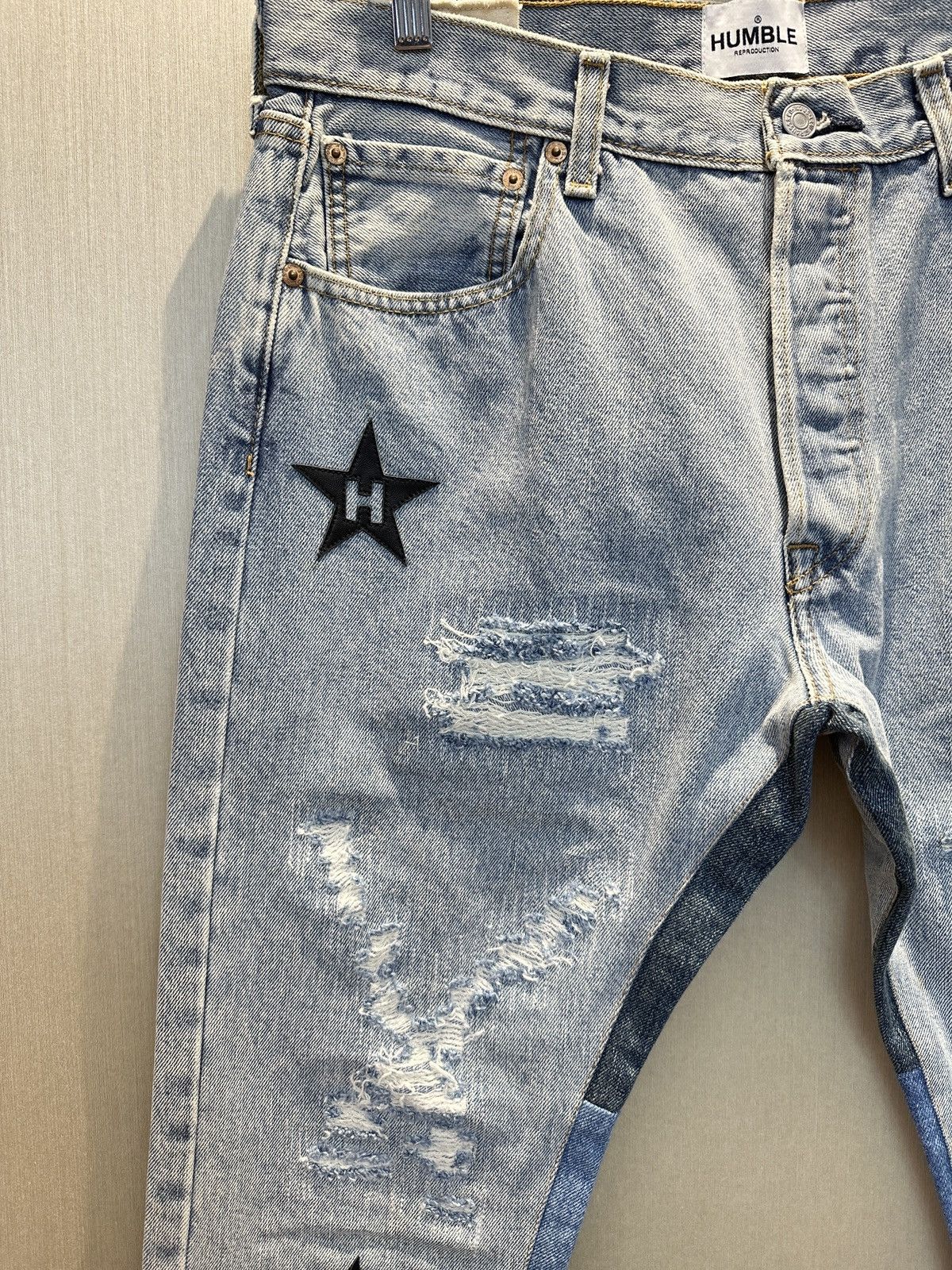 Japanese Brand HUMBLE La Flare Levi’s Jeans With Star Patches Size US 34 / EU 50 - 2 Thumbnail