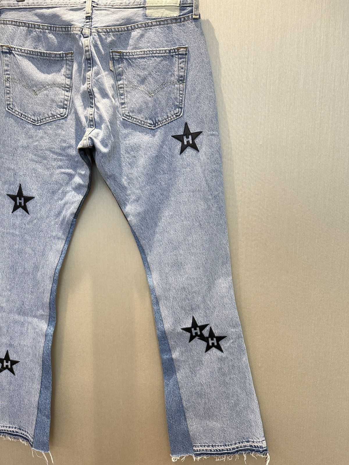 Japanese Brand HUMBLE La Flare Levi’s Jeans With Star Patches Size US 34 / EU 50 - 8 Thumbnail
