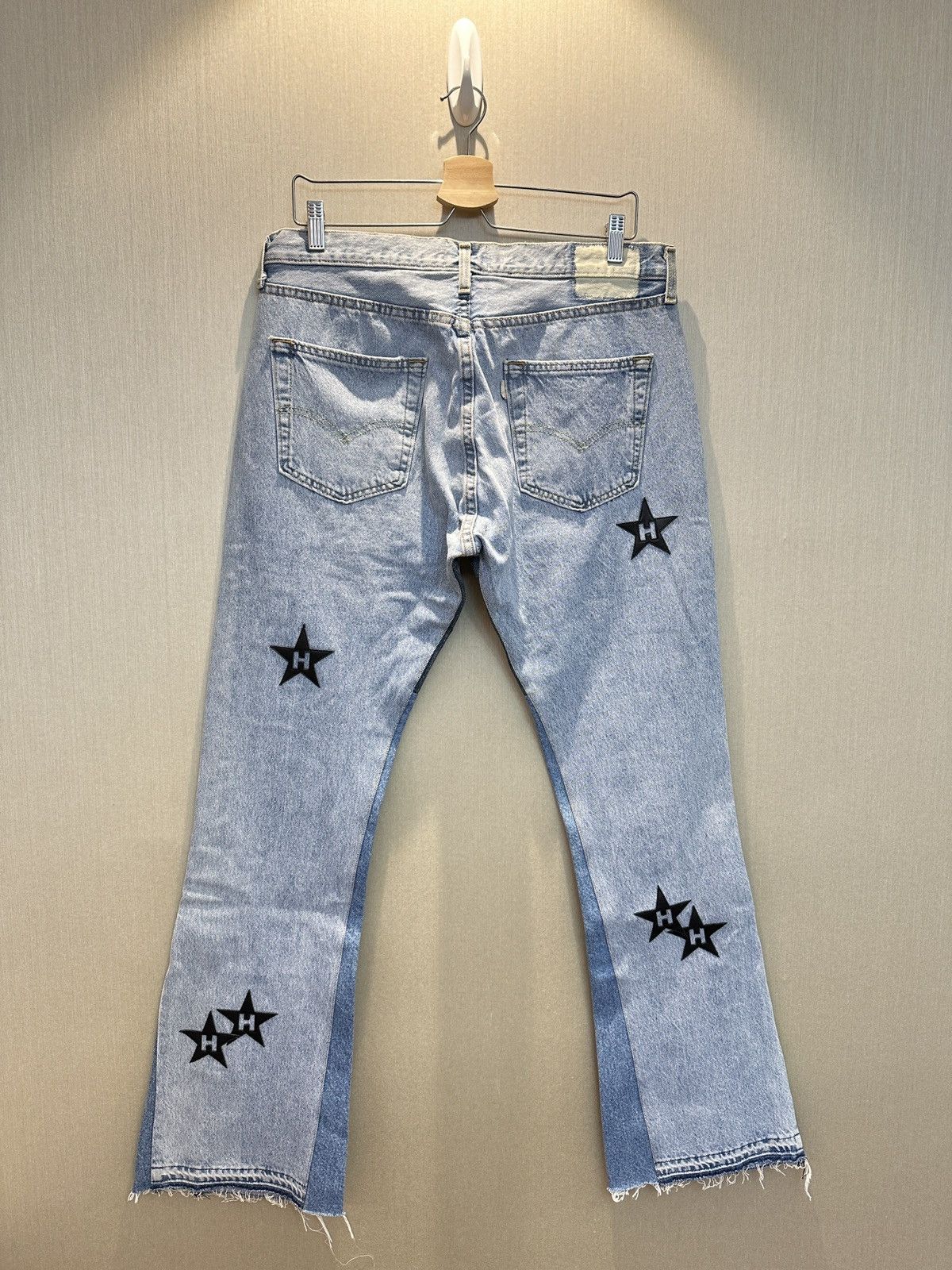 Japanese Brand HUMBLE La Flare Levi’s Jeans With Star Patches Size US 34 / EU 50 - 6 Thumbnail