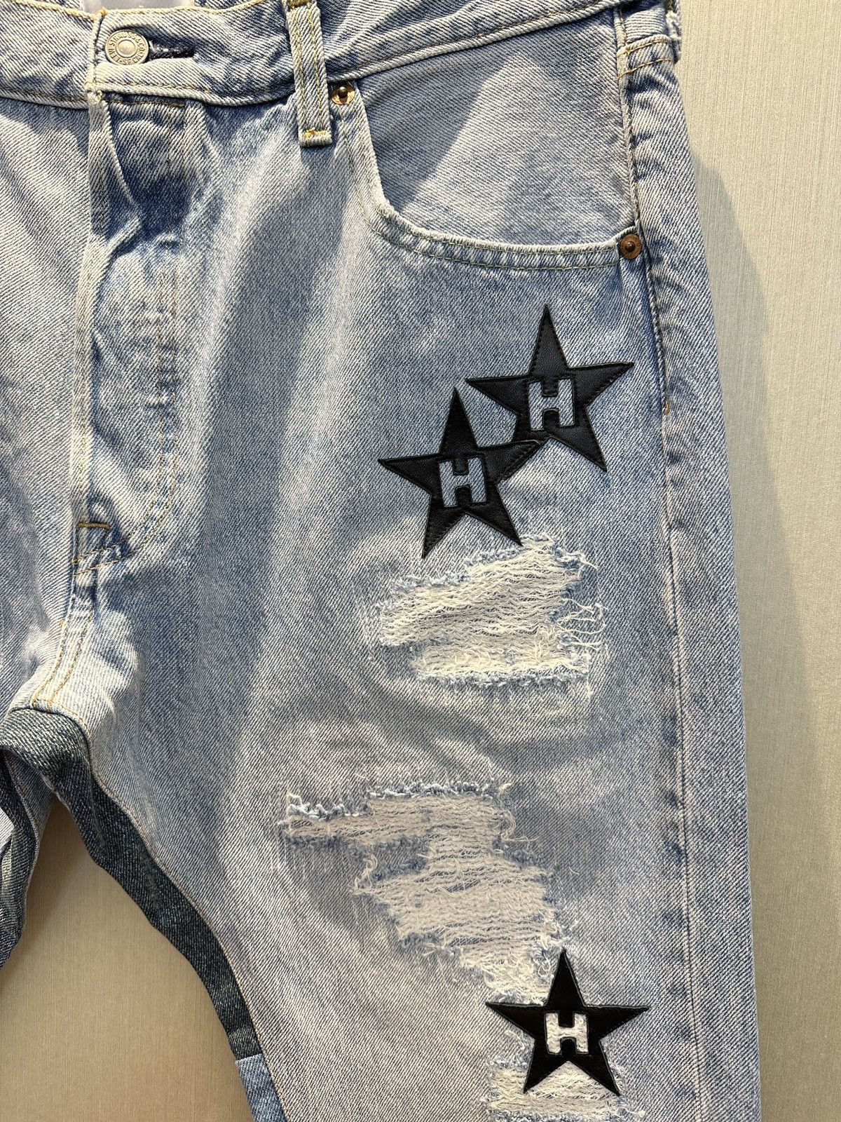 Japanese Brand HUMBLE La Flare Levi’s Jeans With Star Patches Size US 34 / EU 50 - 4 Thumbnail