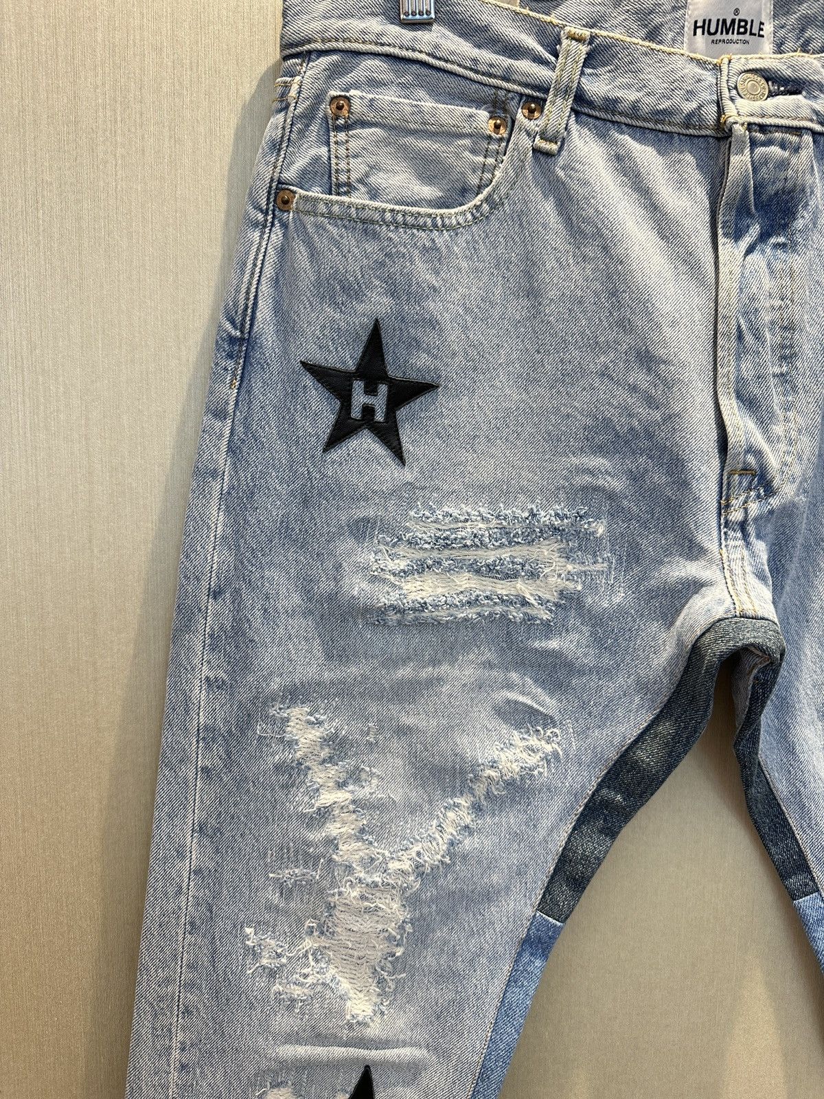 Japanese Brand HUMBLE La Flare Levi’s Jeans With Star Patches Size US 34 / EU 50 - 2 Thumbnail