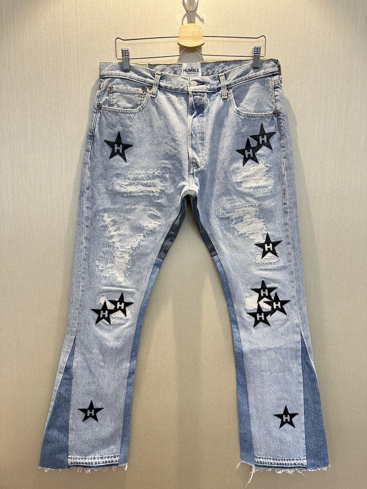 Japanese Brand HUMBLE La Flare Levi’s Jeans With Star Patches Size US 34 / EU 50 - 1 Thumbnail