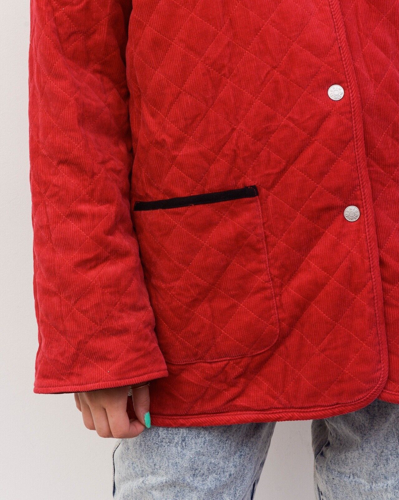 Denim & Co. × Vintage Women Corduroy Double Sided Jacket Blazer Coat Black Quilted Size L / US 10 / IT 46 - 11 Thumbnail