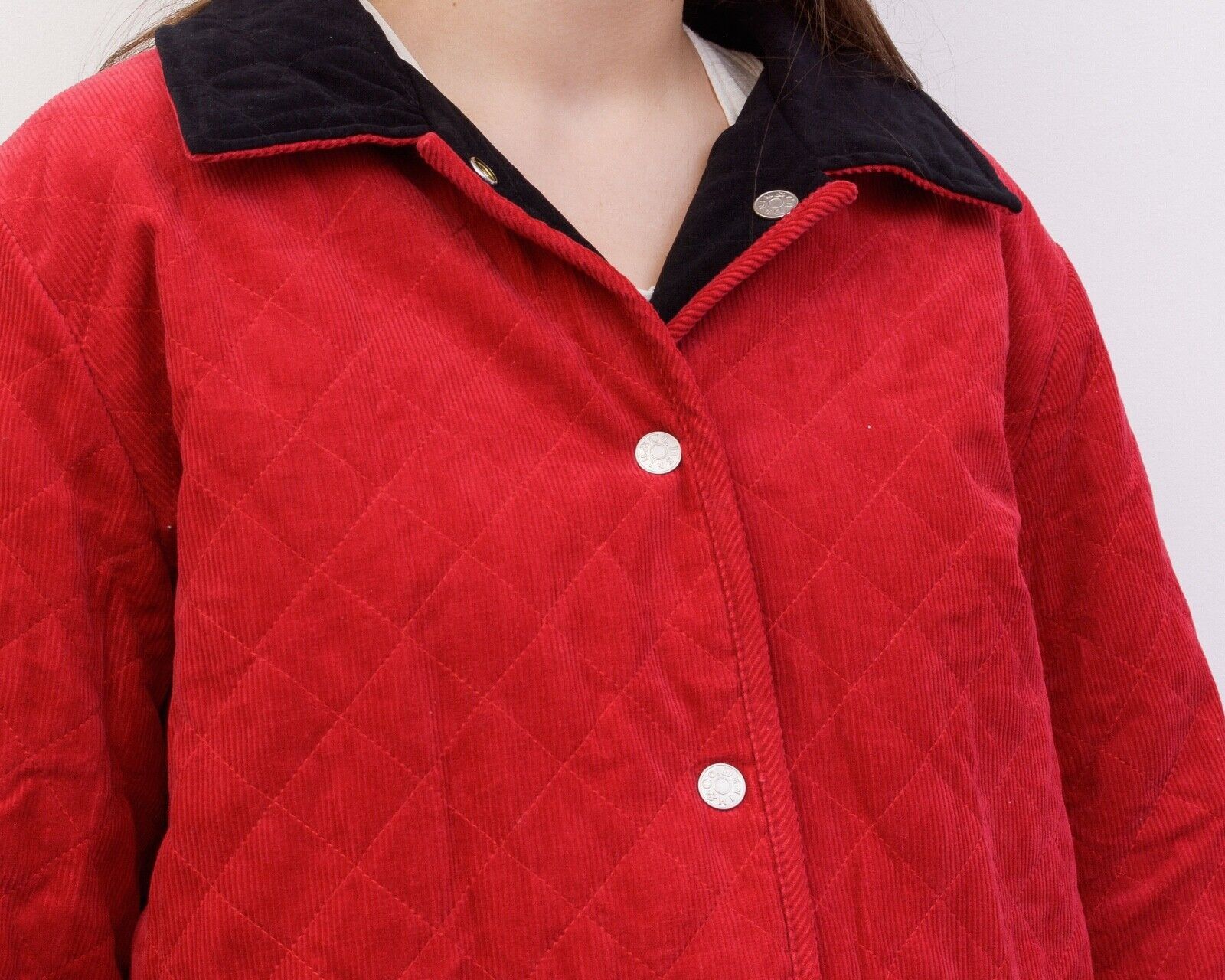 Denim & Co. × Vintage Women Corduroy Double Sided Jacket Blazer Coat Black Quilted Size L / US 10 / IT 46 - 12 Thumbnail