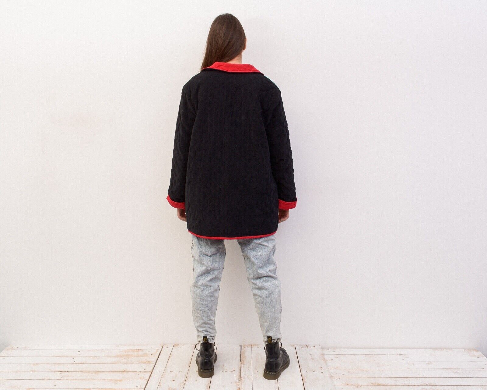 Denim & Co. × Vintage Women Corduroy Double Sided Jacket Blazer Coat Black Quilted Size L / US 10 / IT 46 - 6 Thumbnail