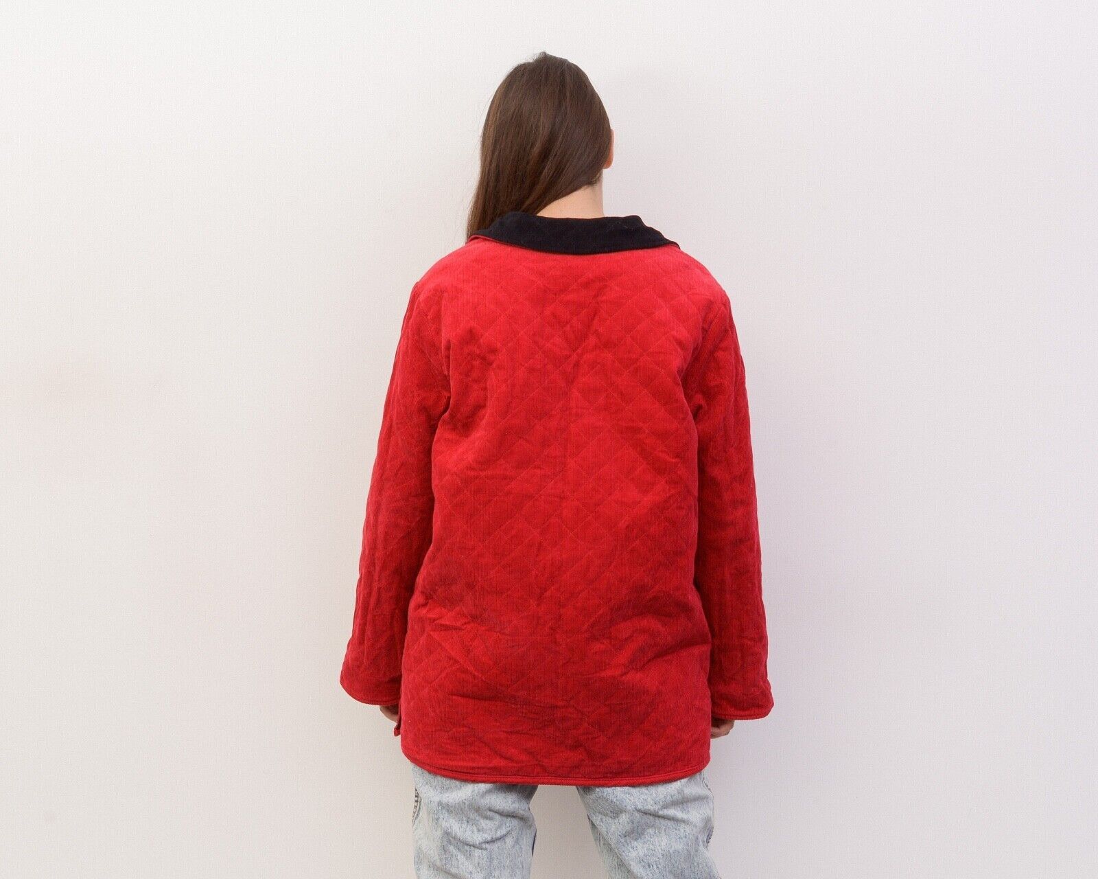 Denim & Co. × Vintage Women Corduroy Double Sided Jacket Blazer Coat Black Quilted Size L / US 10 / IT 46 - 8 Thumbnail
