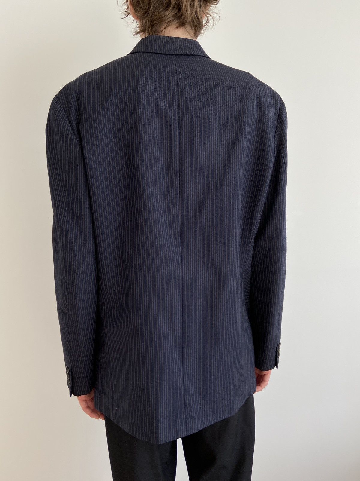 Comme des Garcons Homme Plus AD 1996 Striped Blazer w/ Contrast Detail Size 52R - 2 Thumbnail