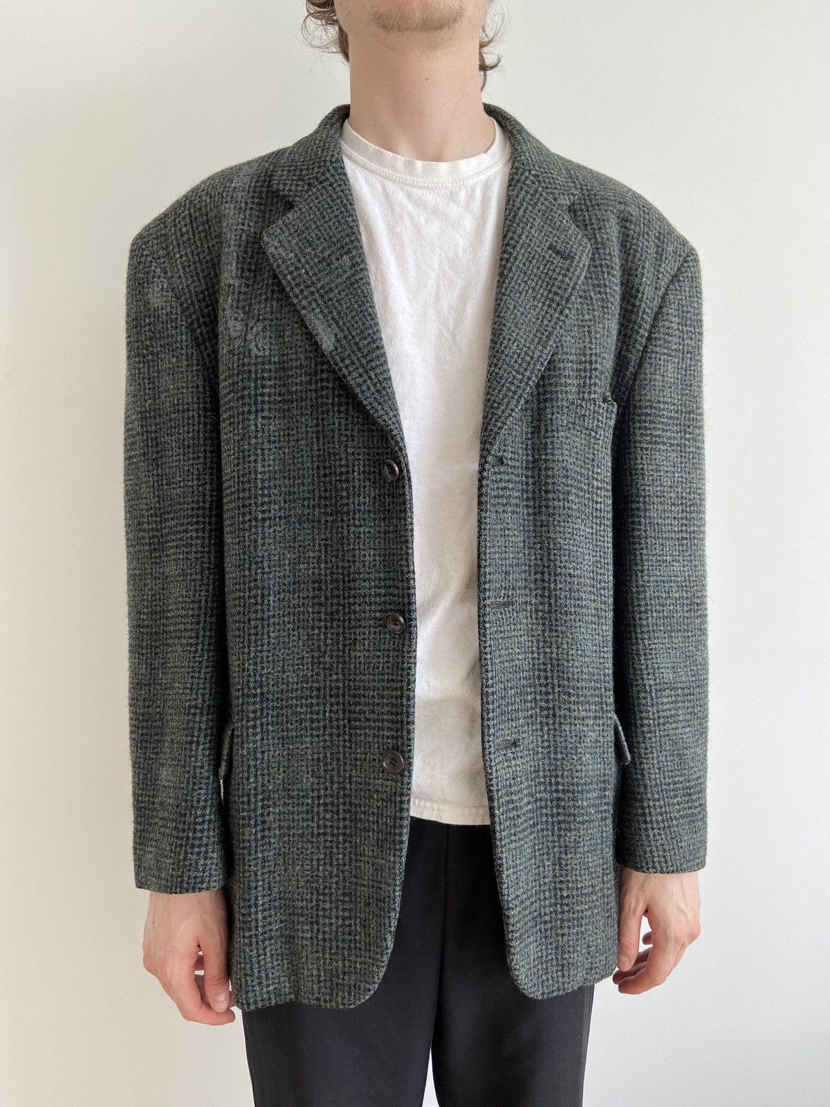 Comme des Garcons Homme Plus AD 1995 Archive "Footprint" Glen Plaid Blazer Jacket Size US M / EU 48-50 / 2 - 1 Thumbnail