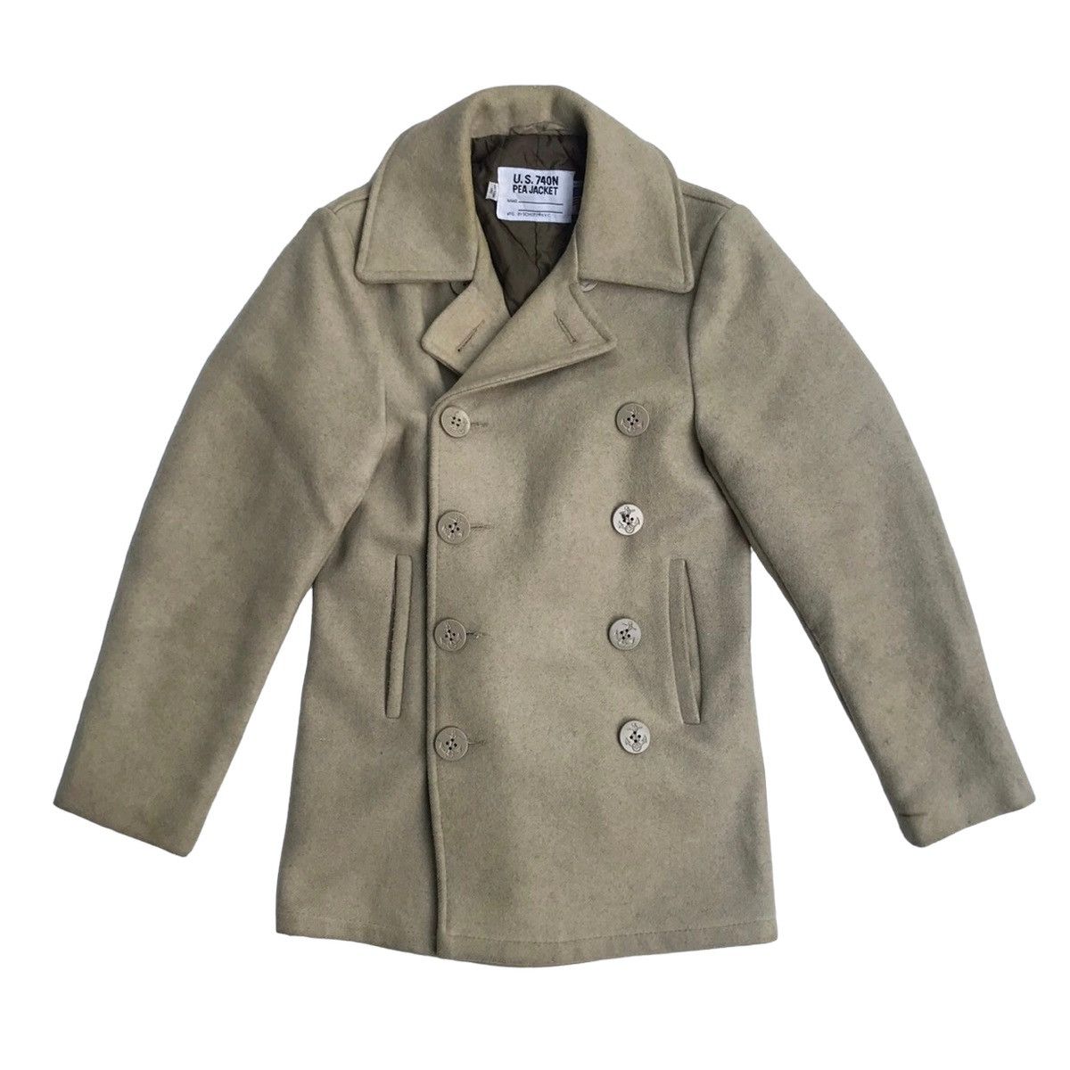 SCHOTT NYC Double Breasted Wool Pea Coat Jacket