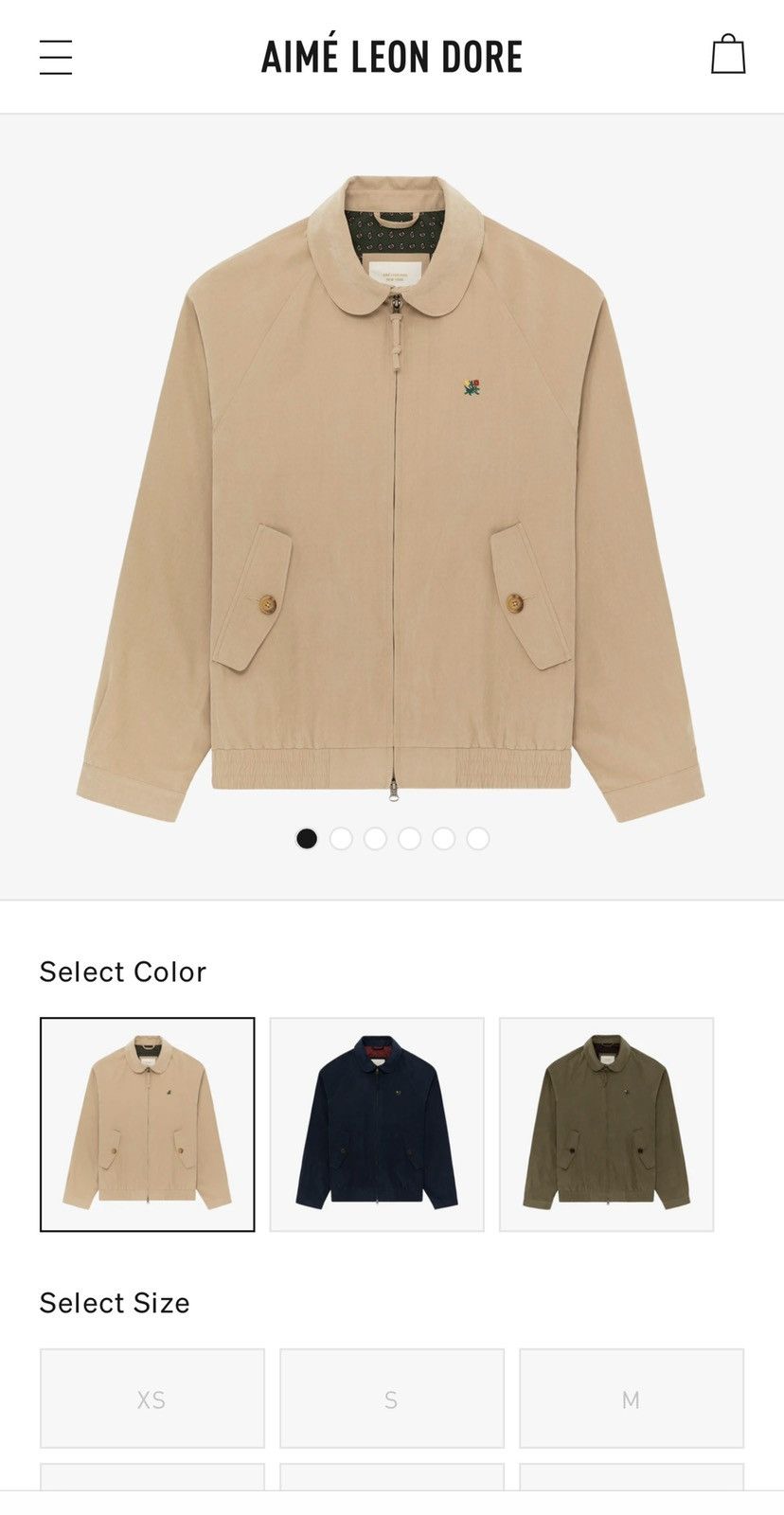 Aime Leon Dore Aime Leon Dore ALD - Club Collar Jacket - Tan Size 