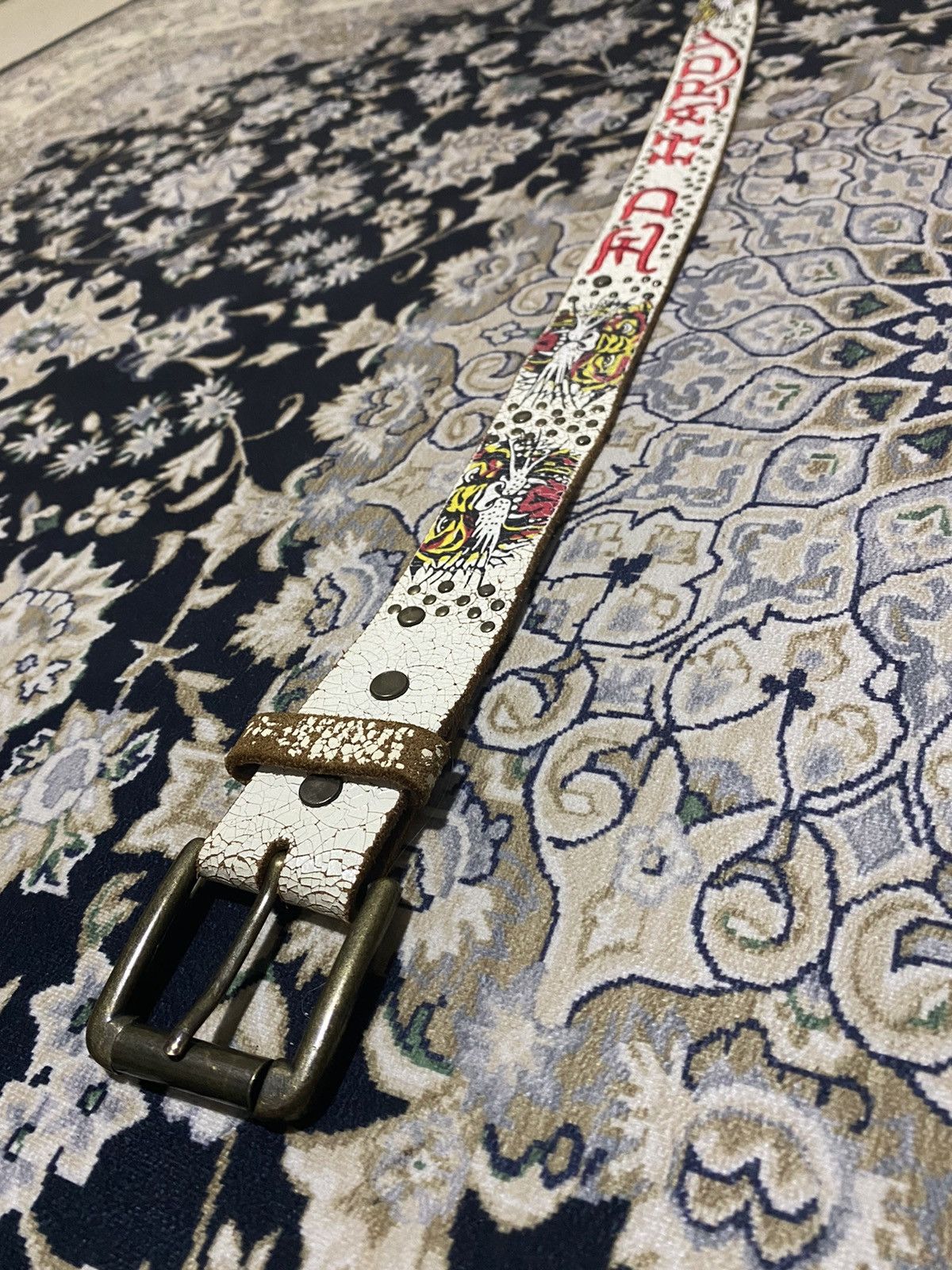 Christian Audigier × Ed Hardy × Leather Archieve! AOP Ed Hardy Tiger Studded Anarchy Leather Belt Size ONE SIZE - 4 Thumbnail