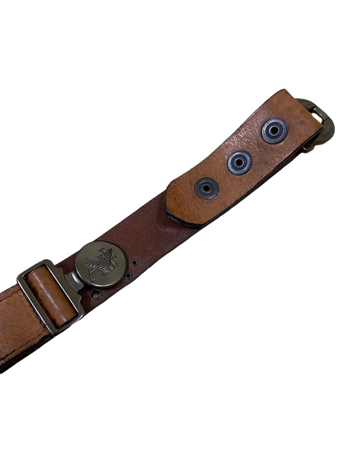 Armani 1990s Giorgio Armani Jeans 🇮🇹 Logo Buckle Leather Belt Size 30 - 4 Thumbnail