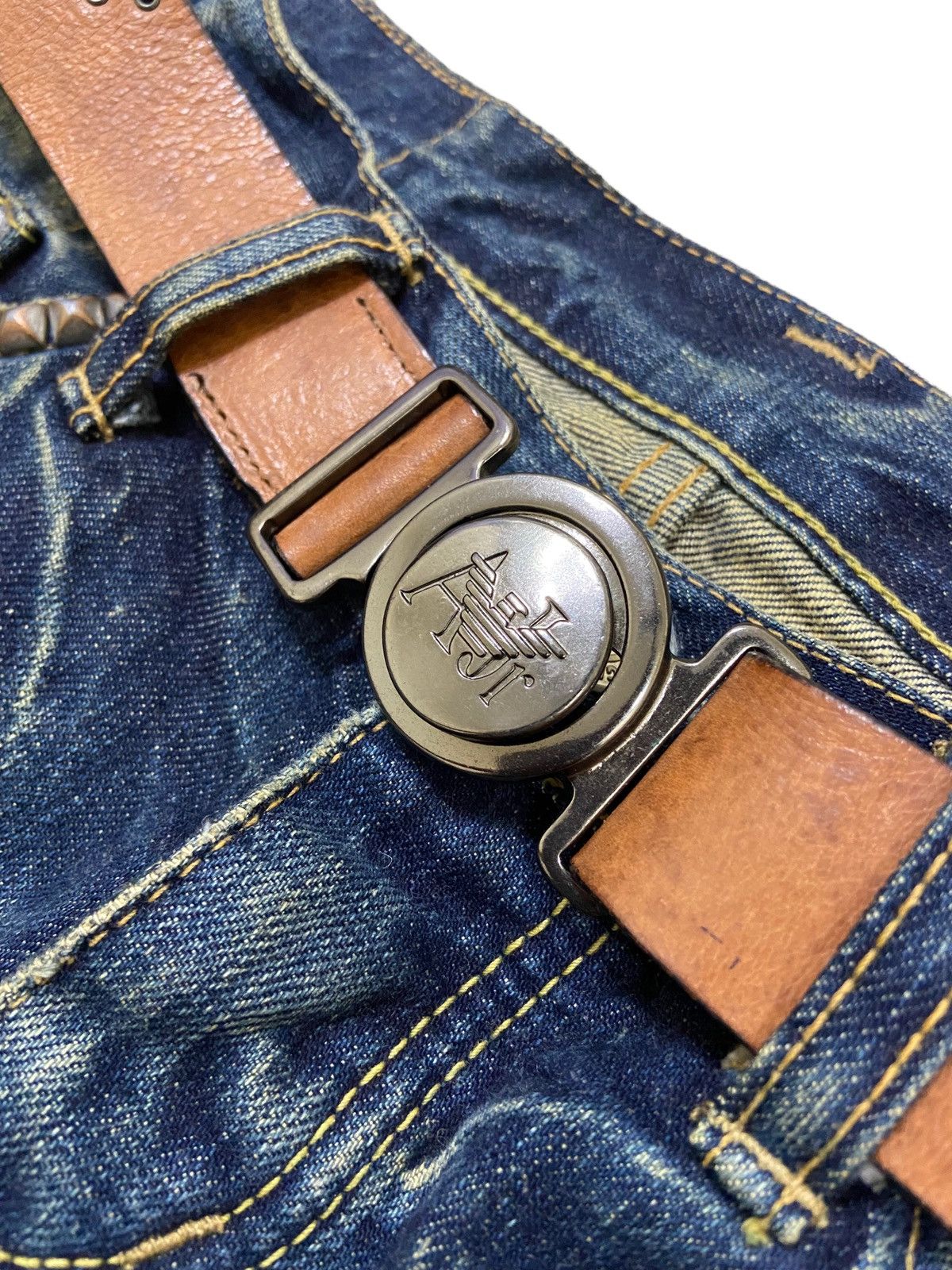 Armani 1990s Giorgio Armani Jeans 🇮🇹 Logo Buckle Leather Belt Size 30 - 2 Thumbnail