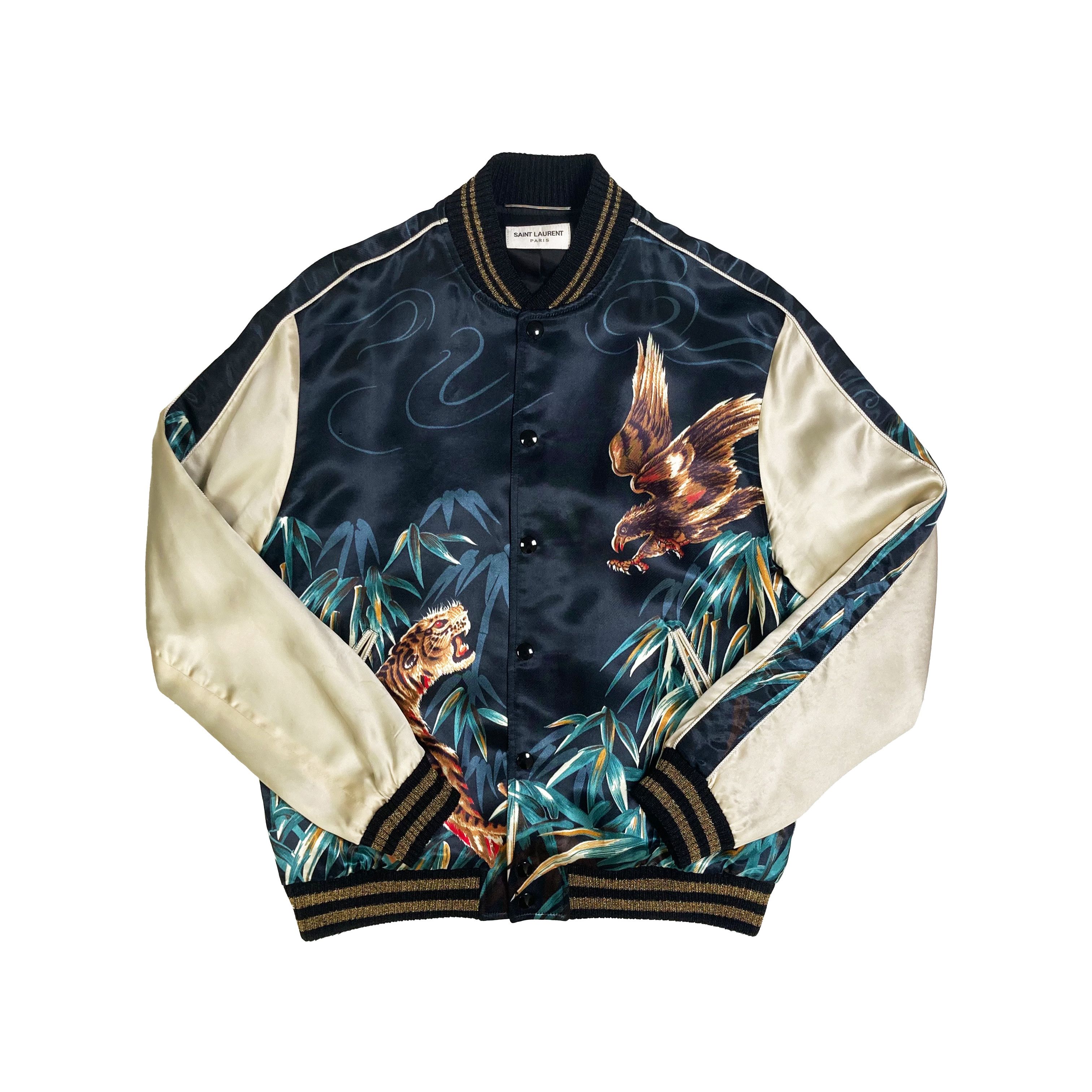 Hedi Slimane Saint Laurent Paris SS16 Runway tiger eagle souvenir satin jacket Grailed