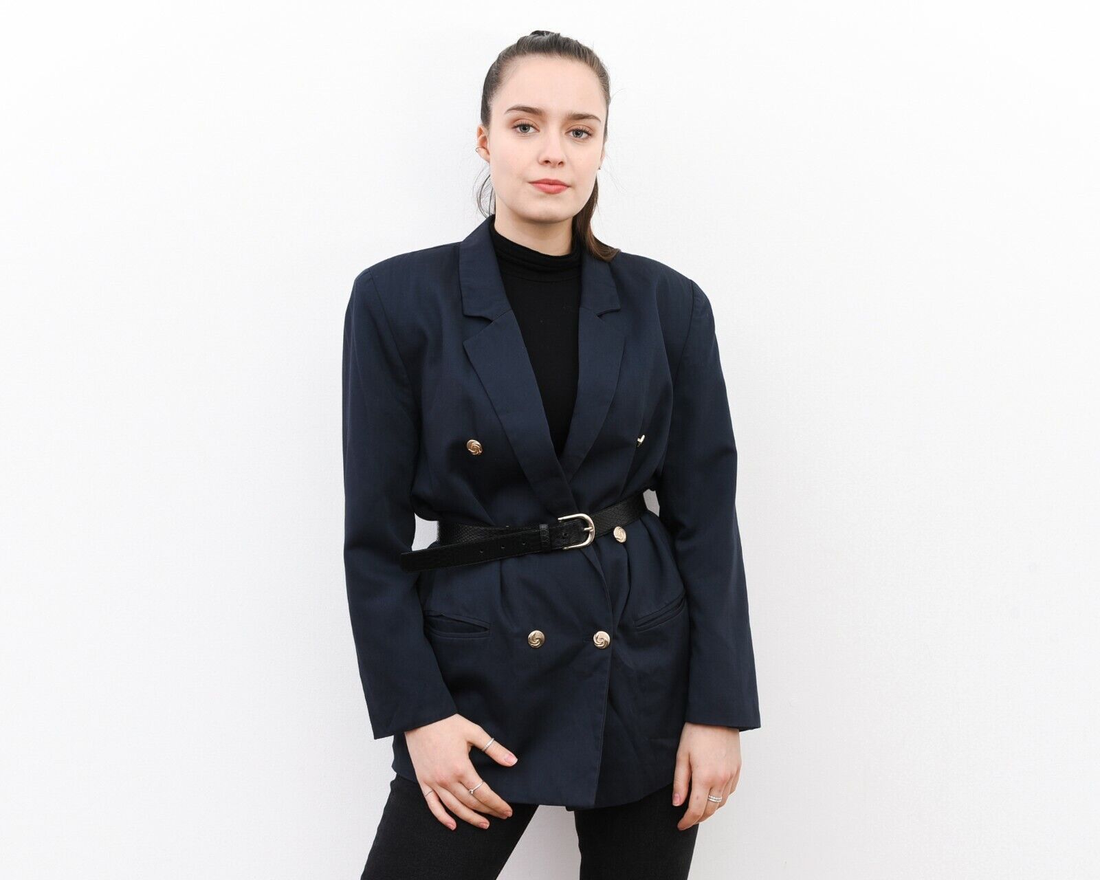 Other × Vintage Women's M Double Breasted Jacket Blazer Golden Buttons Wool Size M / US 6-8 / IT 42-44 - 1 Thumbnail