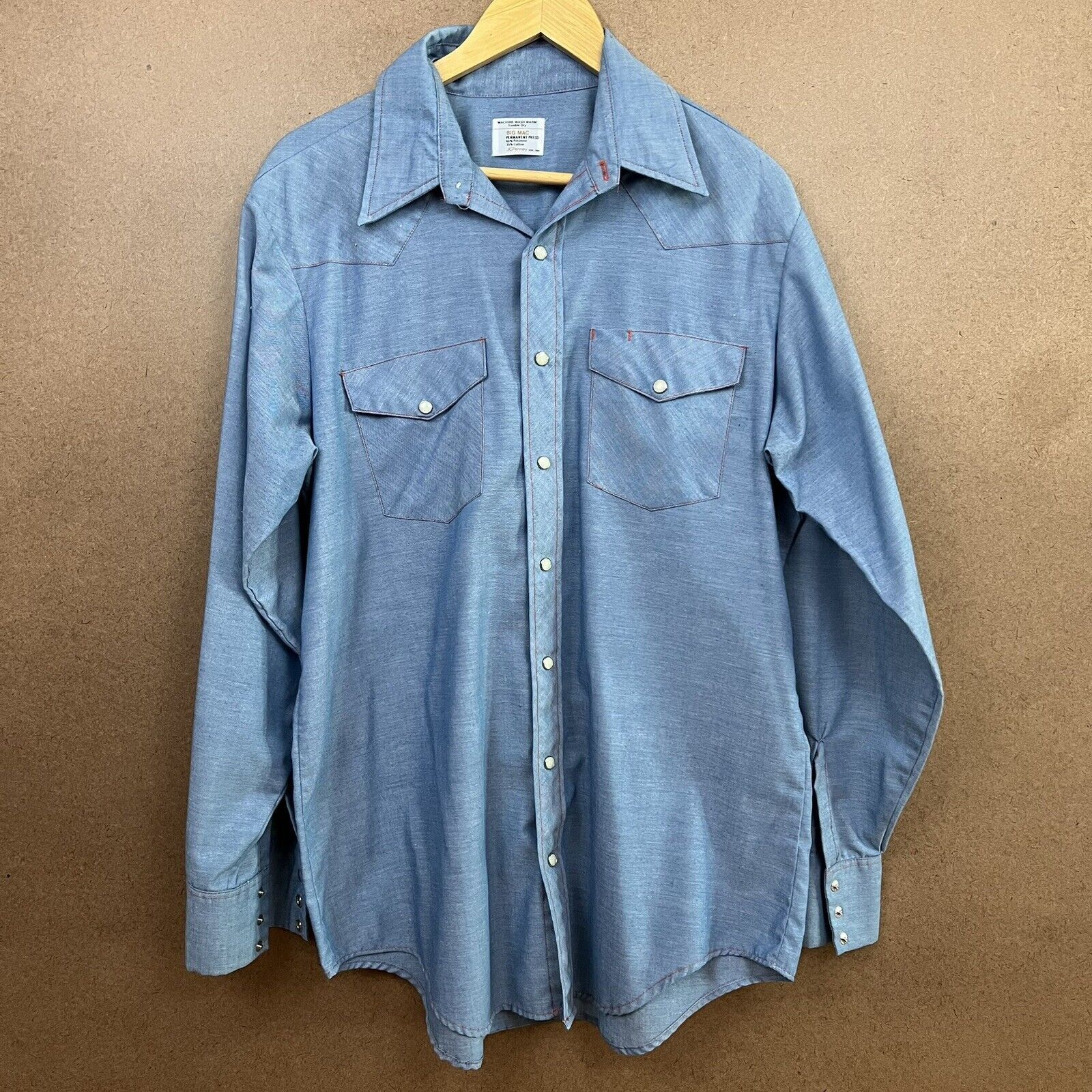 Vintage VTG 60s JCPenney Big Mac Western Pearl Snap Chambray Shirt ...