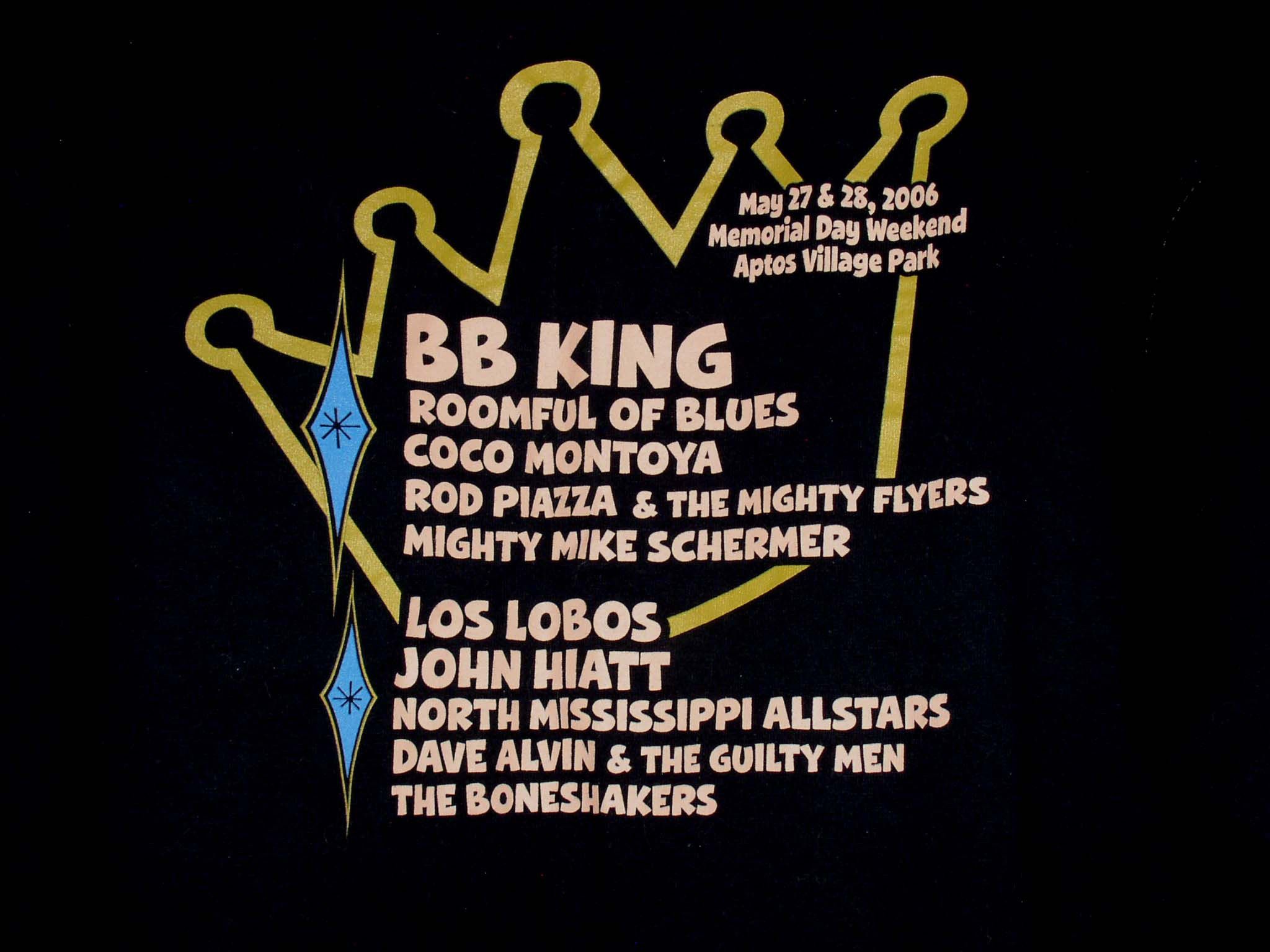 SANTA CRUZ BLUES FEST CONCERT SHIRT 2006 B.B. KING LOS LOBOS