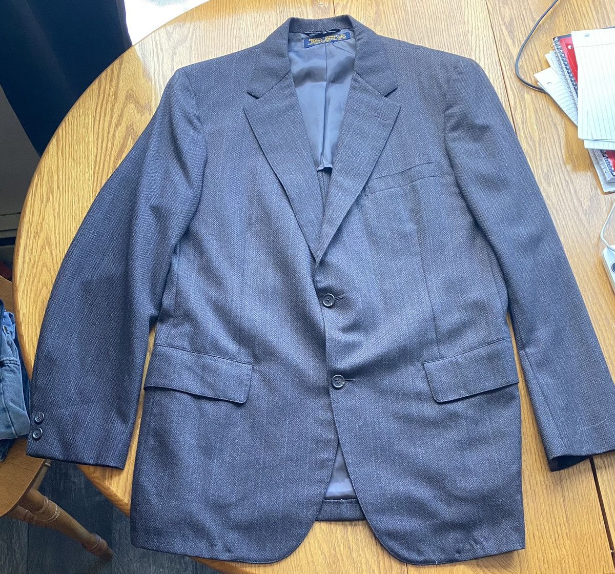 Blazer Vintage Brooks Brothers En Laine/polyester - Taille 42R - Carreaux Marron/sage - Occasion