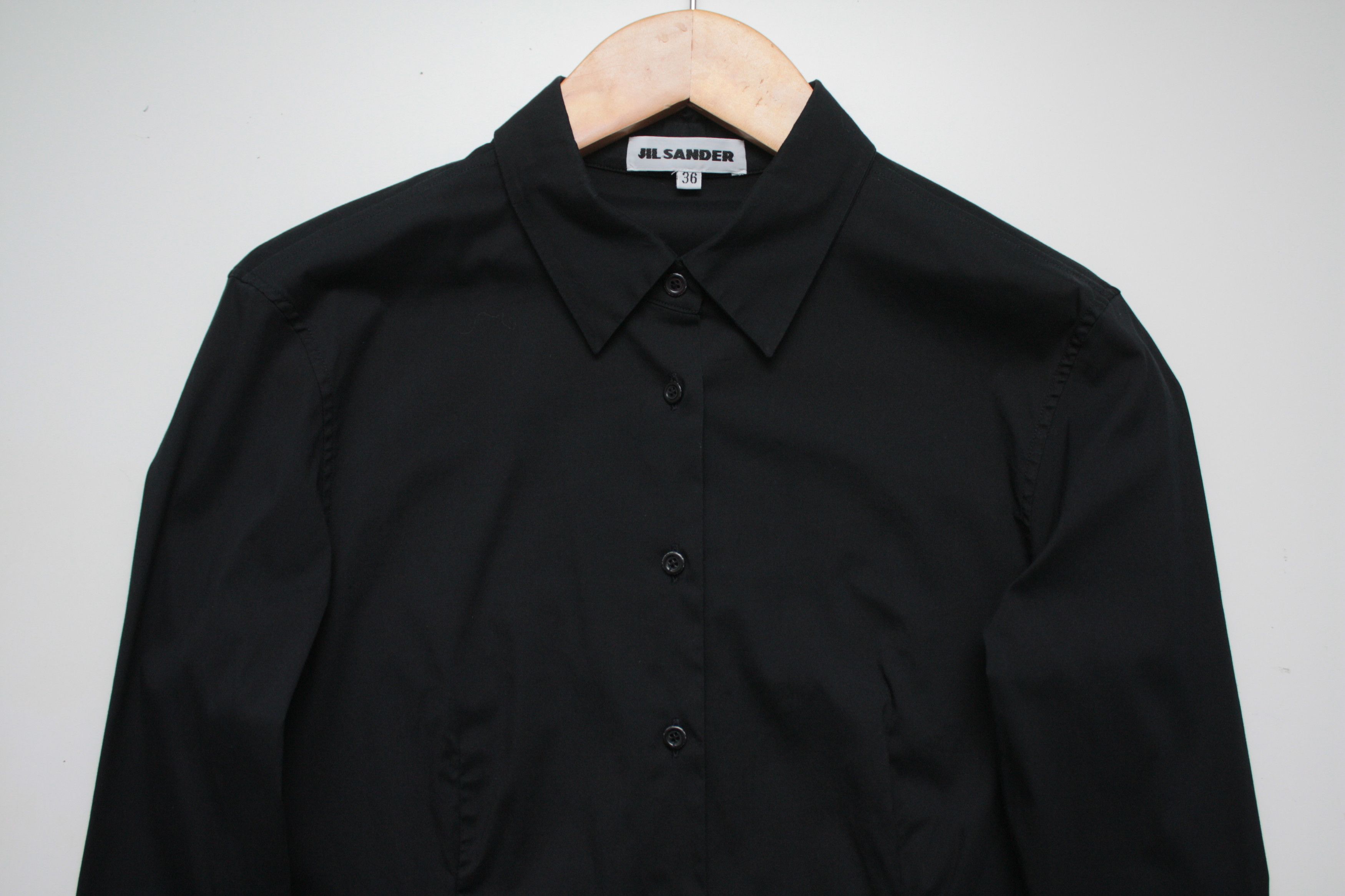 Image of Jil Sander Black Formal Shirt L/s Women's 36 Made In Italy (Size XS)